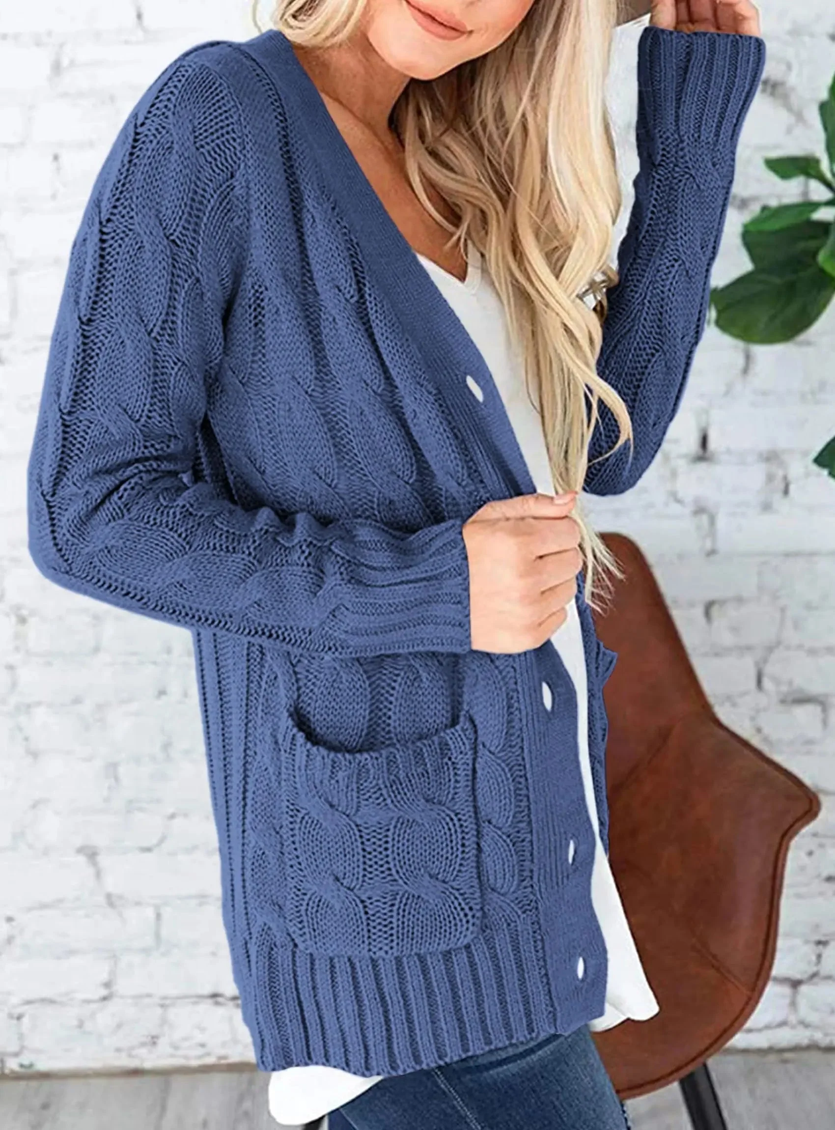 PRETTYGARDEN Women's Open Front Cardigan Sweaters Fall Fashion Button Down Cable Knit Chunky Winter Outerwear Coats - Image 90