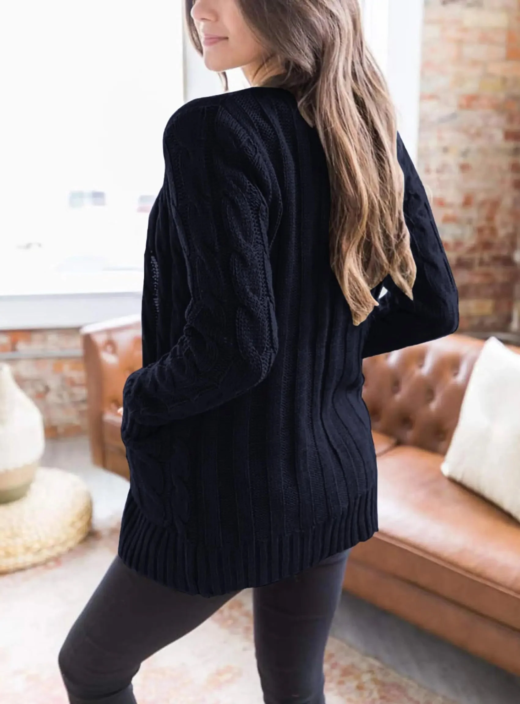 PRETTYGARDEN Women's Open Front Cardigan Sweaters Fall Fashion Button Down Cable Knit Chunky Winter Outerwear Coats - Image 97