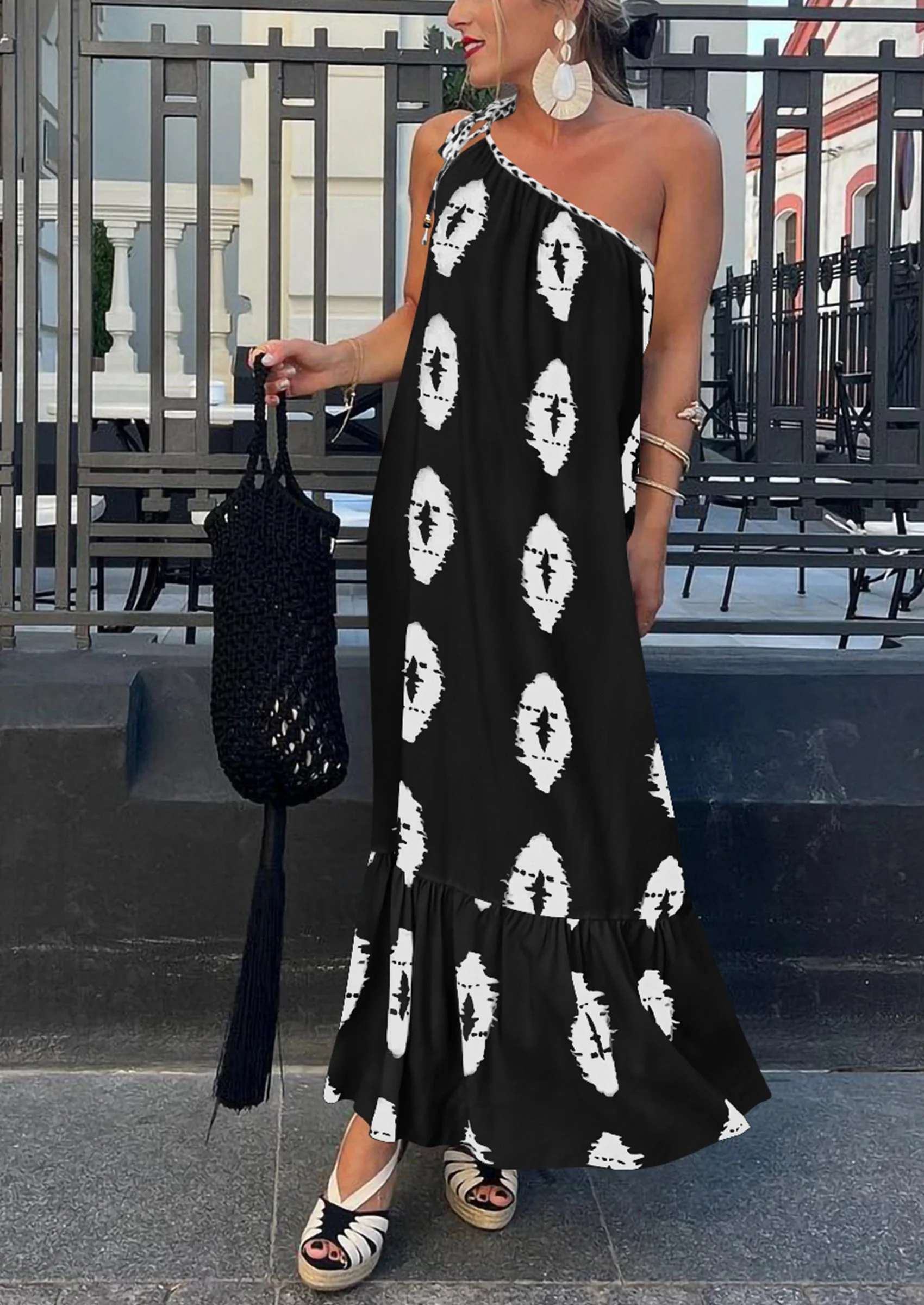 PRETTYGARDEN Women's Summer Maxi Dresses One Shoulder Printed Flowy Boho Beach Vacation Long Sundress - Image 12