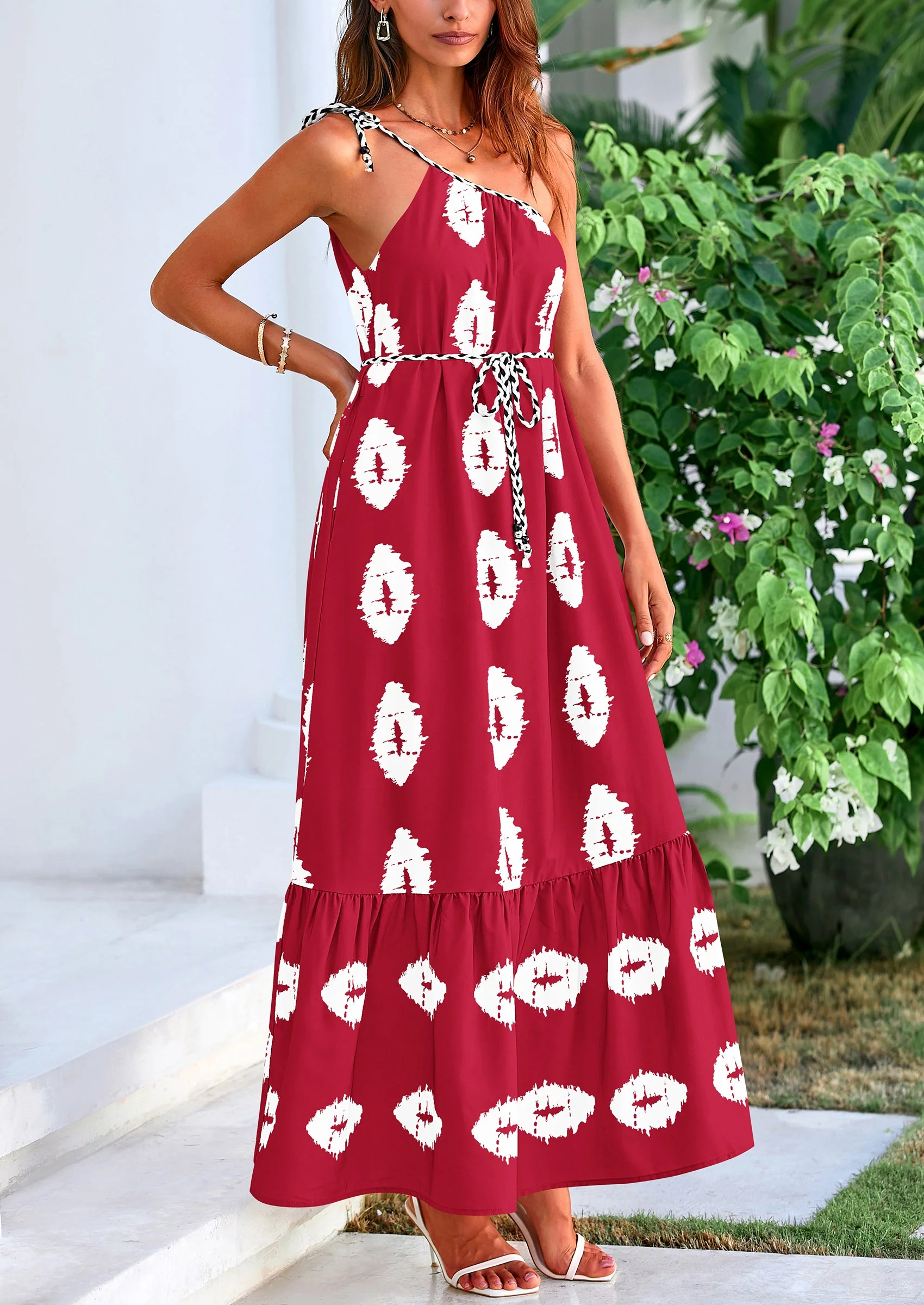 PRETTYGARDEN Women's Summer Maxi Dresses One Shoulder Printed Flowy Boho Beach Vacation Long Sundress - Image 17