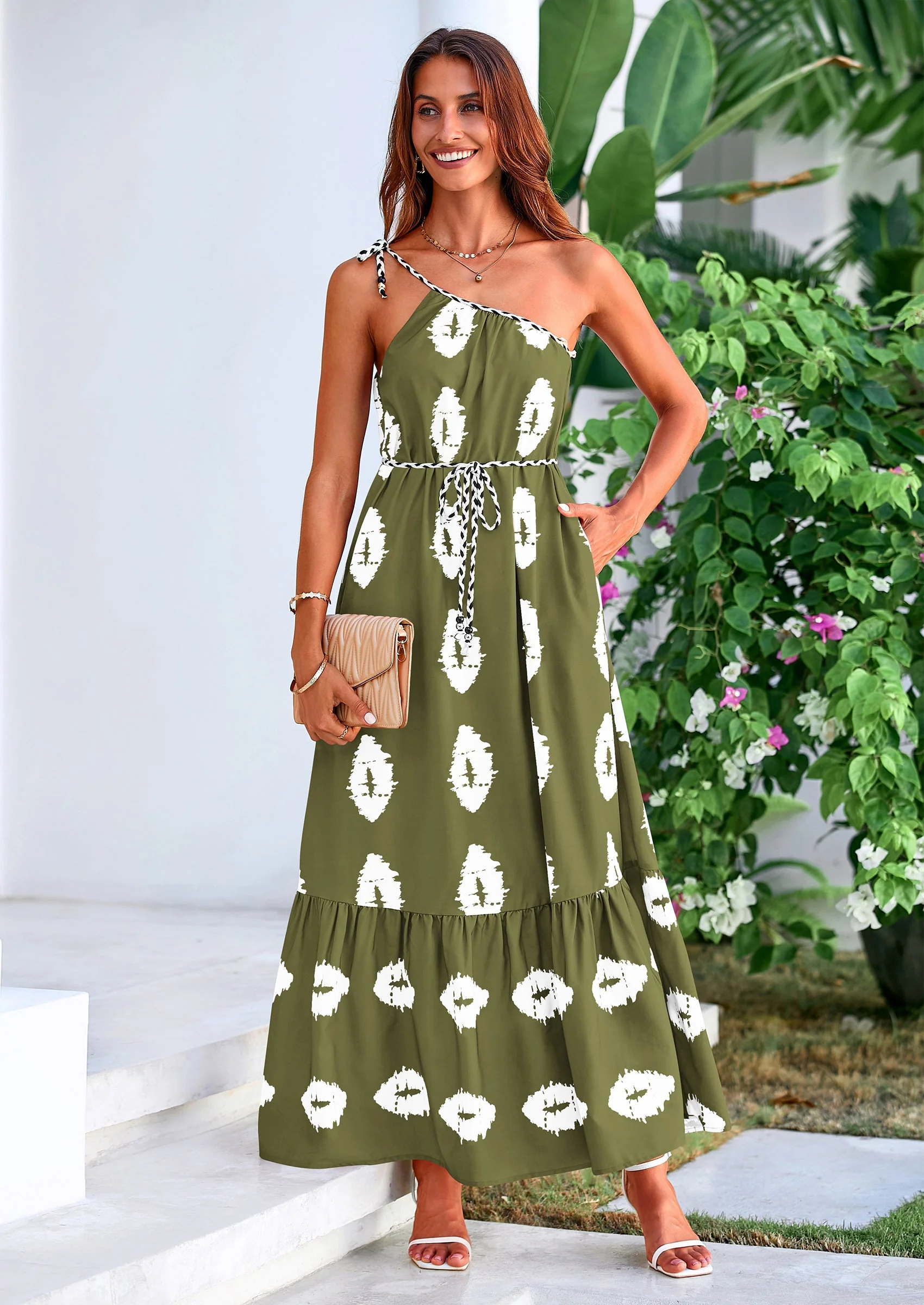 PRETTYGARDEN Women's Summer Maxi Dresses One Shoulder Printed Flowy Boho Beach Vacation Long Sundress - Image 20