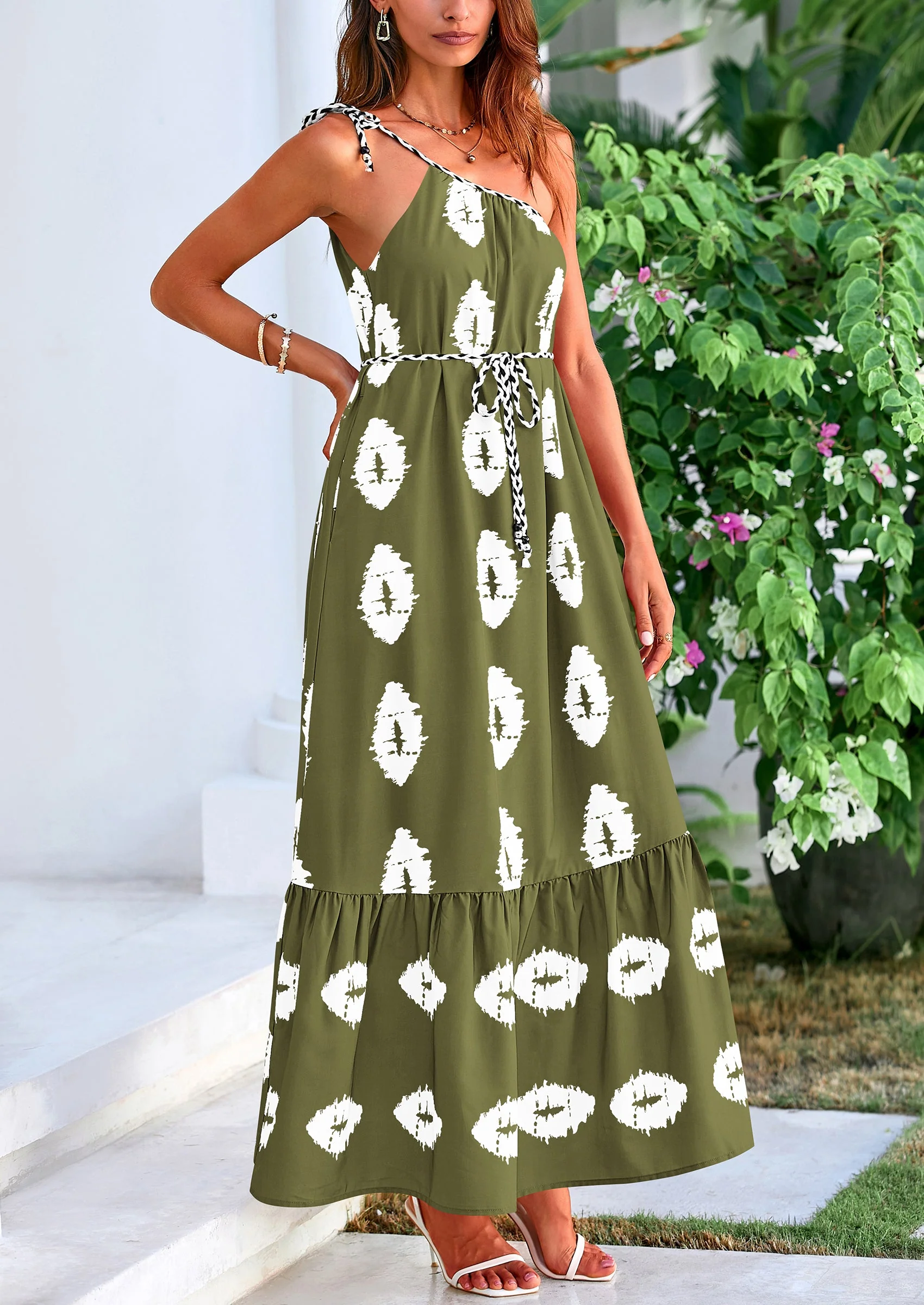 PRETTYGARDEN Women's Summer Maxi Dresses One Shoulder Printed Flowy Boho Beach Vacation Long Sundress - Image 23