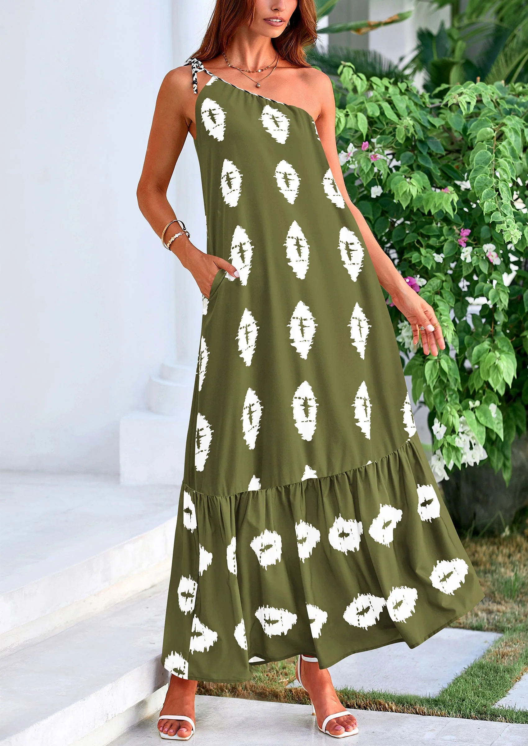 PRETTYGARDEN Women's Summer Maxi Dresses One Shoulder Printed Flowy Boho Beach Vacation Long Sundress - Image 25