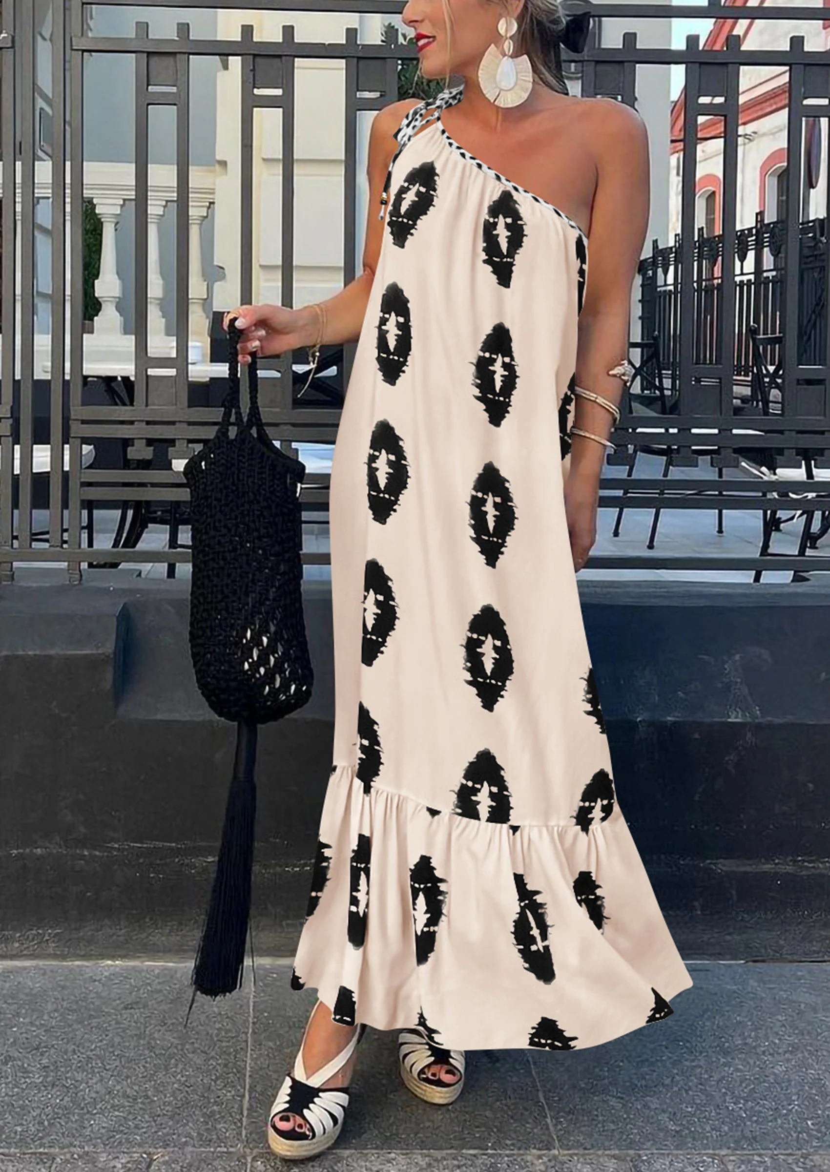 PRETTYGARDEN Women's Summer Maxi Dresses One Shoulder Printed Flowy Boho Beach Vacation Long Sundress - Image 30