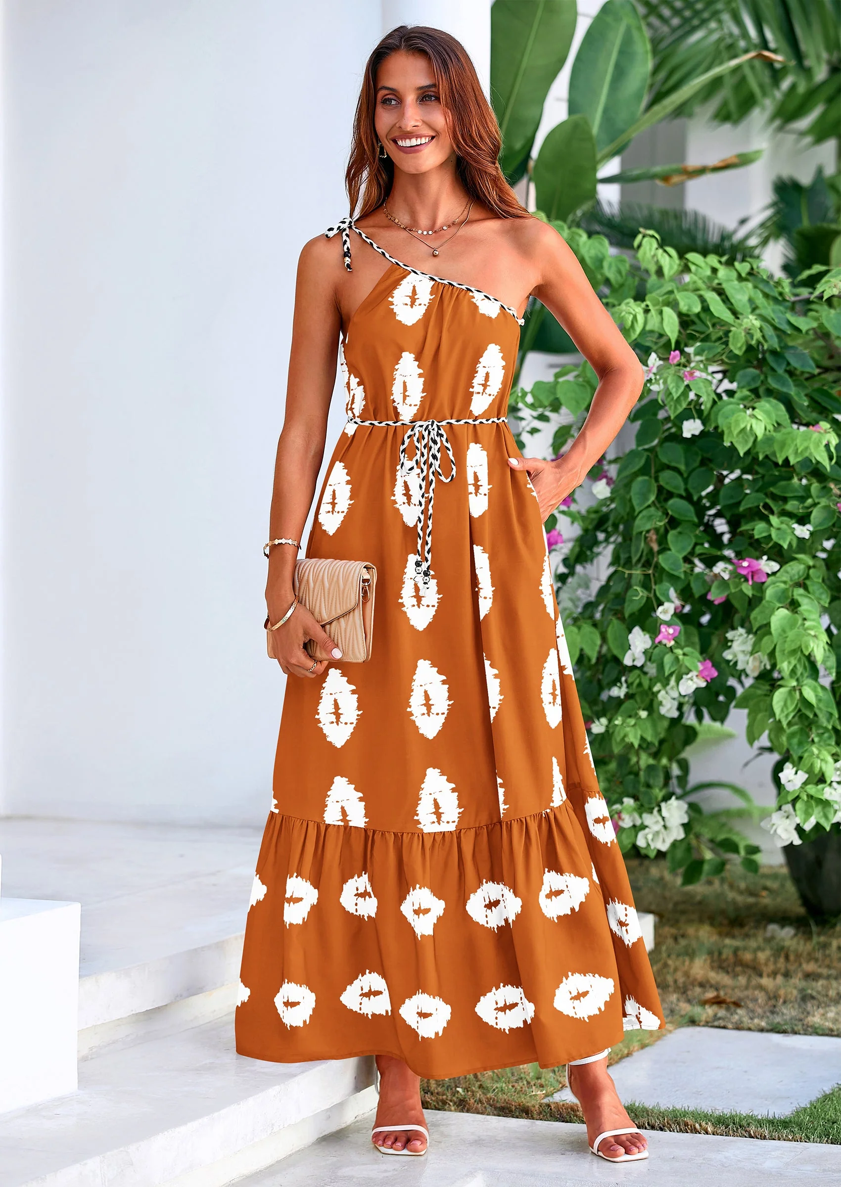 PRETTYGARDEN Women's Summer Maxi Dresses One Shoulder Printed Flowy Boho Beach Vacation Long Sundress - Image 32