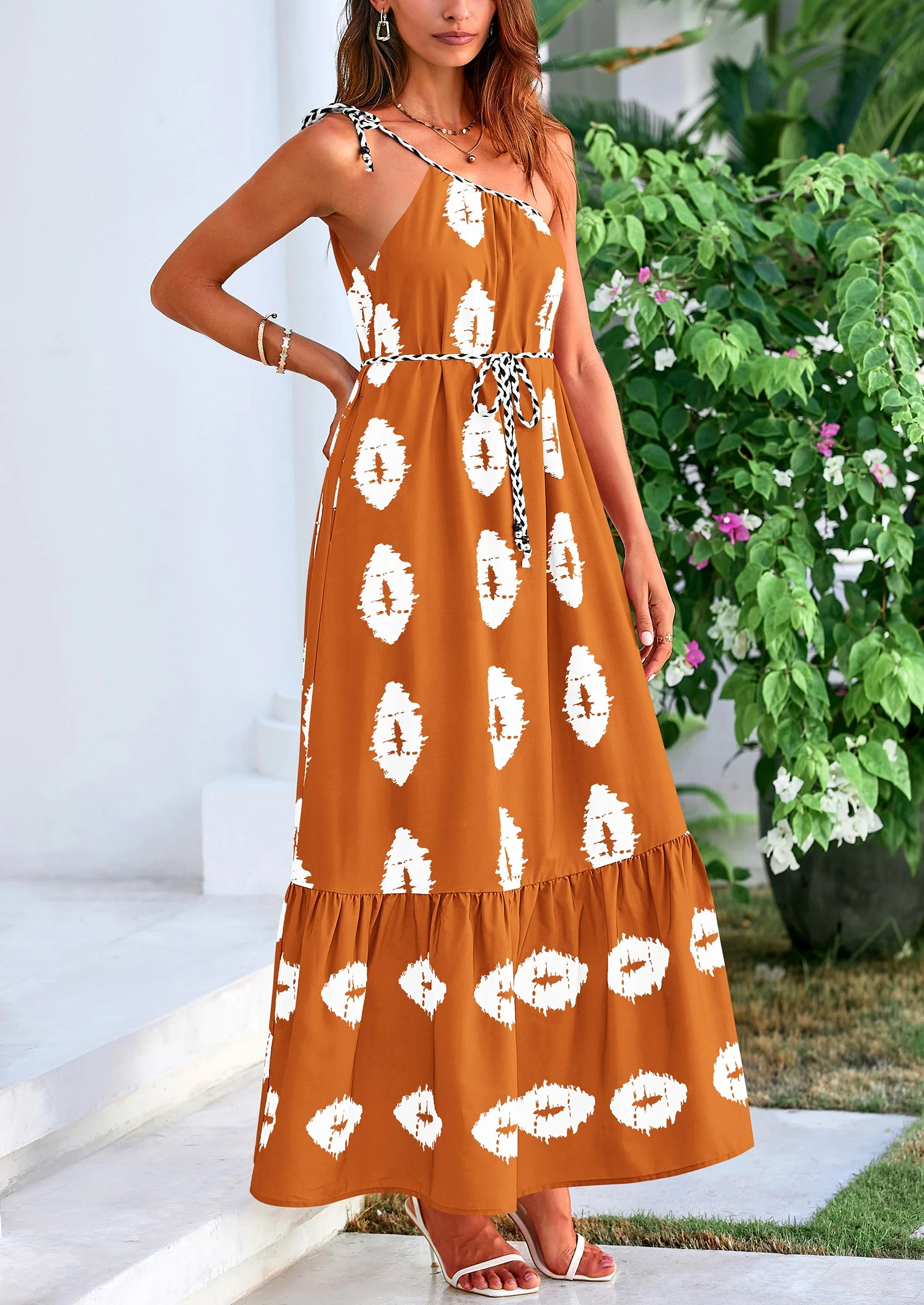 PRETTYGARDEN Women's Summer Maxi Dresses One Shoulder Printed Flowy Boho Beach Vacation Long Sundress - Image 35