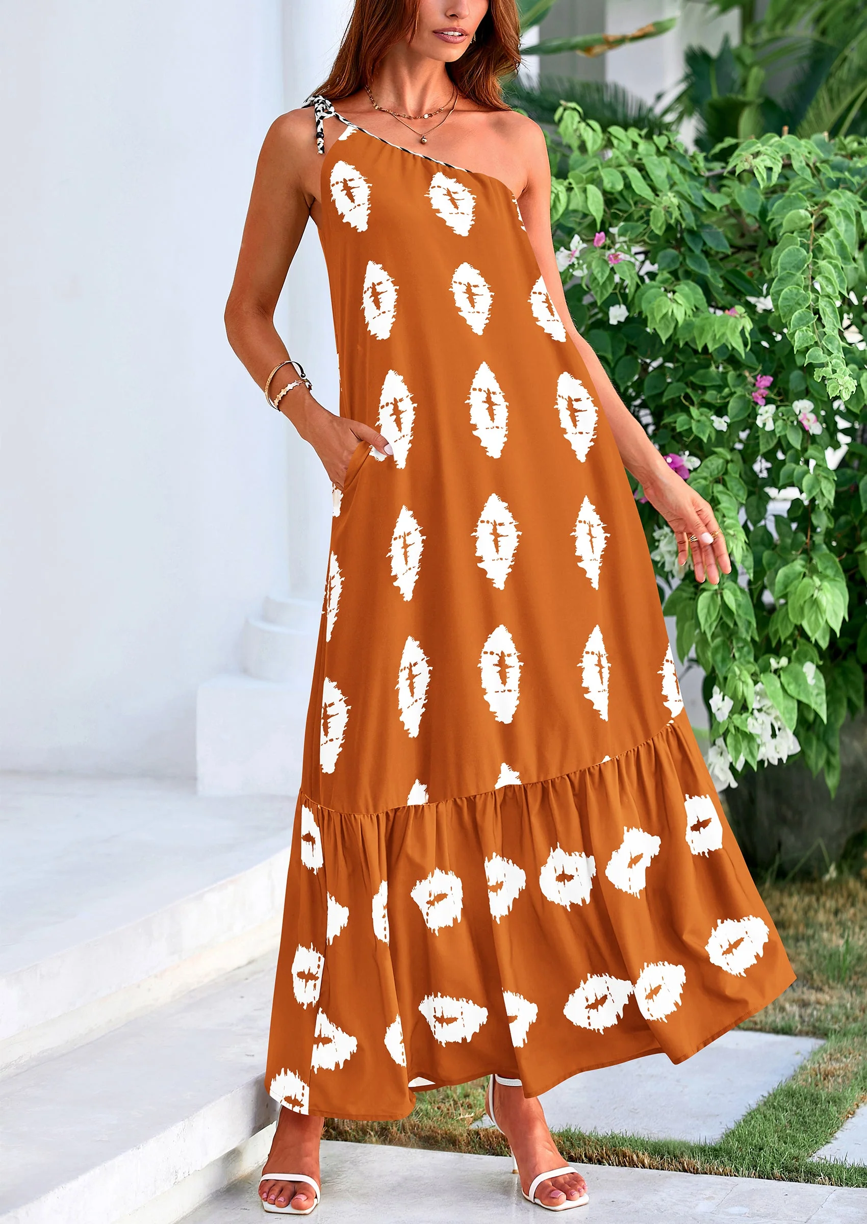 PRETTYGARDEN Women's Summer Maxi Dresses One Shoulder Printed Flowy Boho Beach Vacation Long Sundress - Image 37