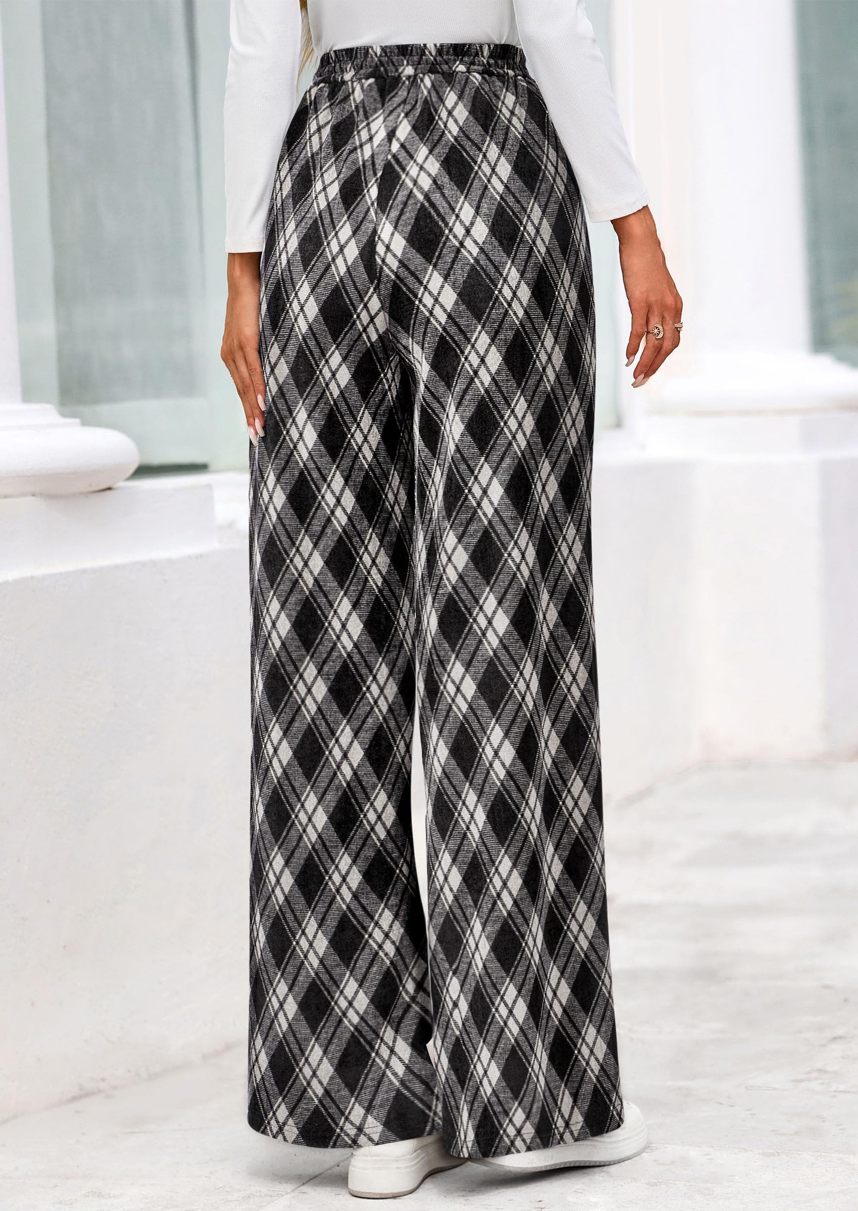 PRETTYGARDEN Casual Women's Pants Elastic Waist Palazzo Long Stretchy Wide Leg Trousers Knit Fall Outfits with Pockets - Image 37