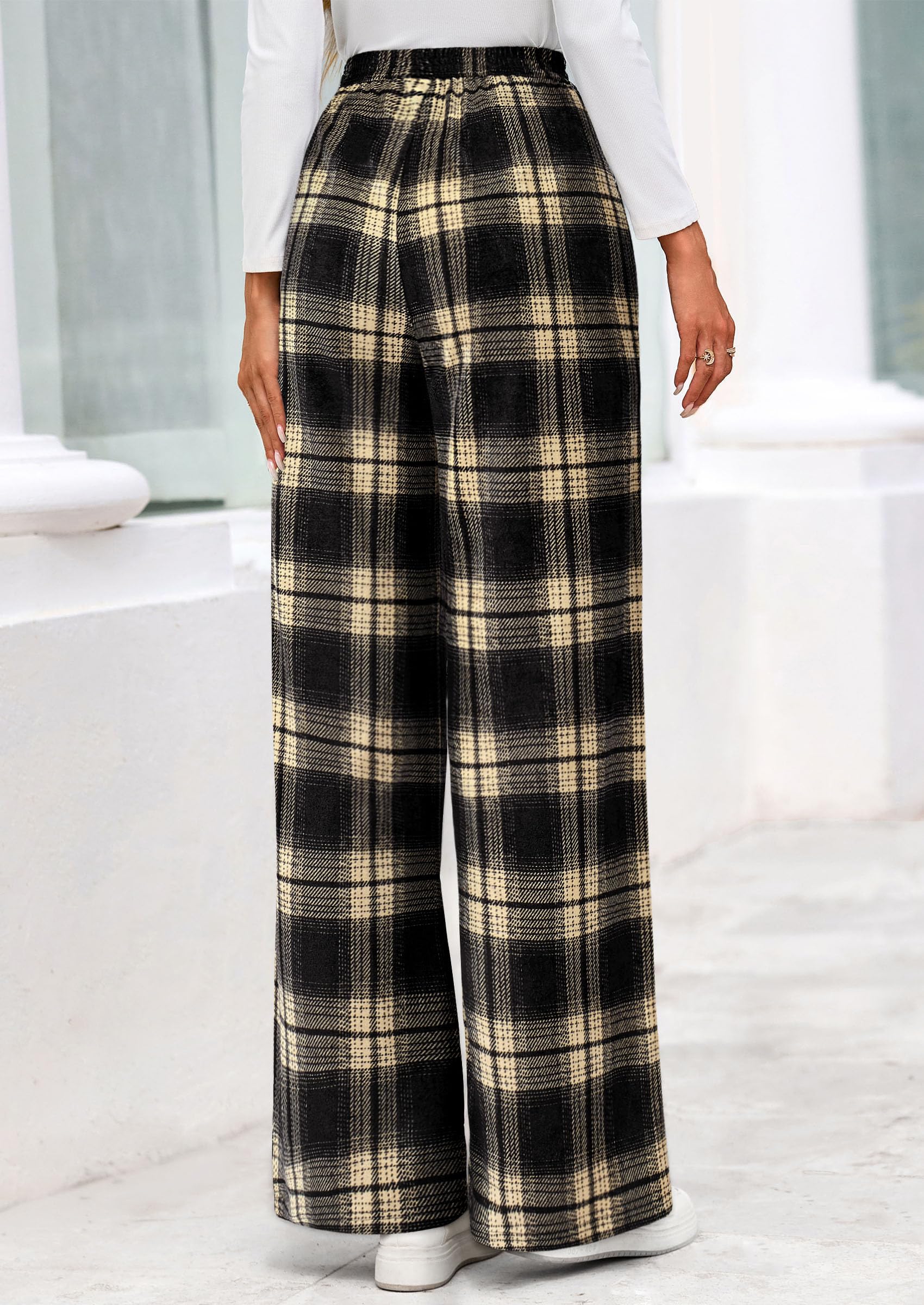 PRETTYGARDEN Casual Women's Pants Elastic Waist Palazzo Long Stretchy Wide Leg Trousers Knit Fall Outfits with Pockets - Image 41