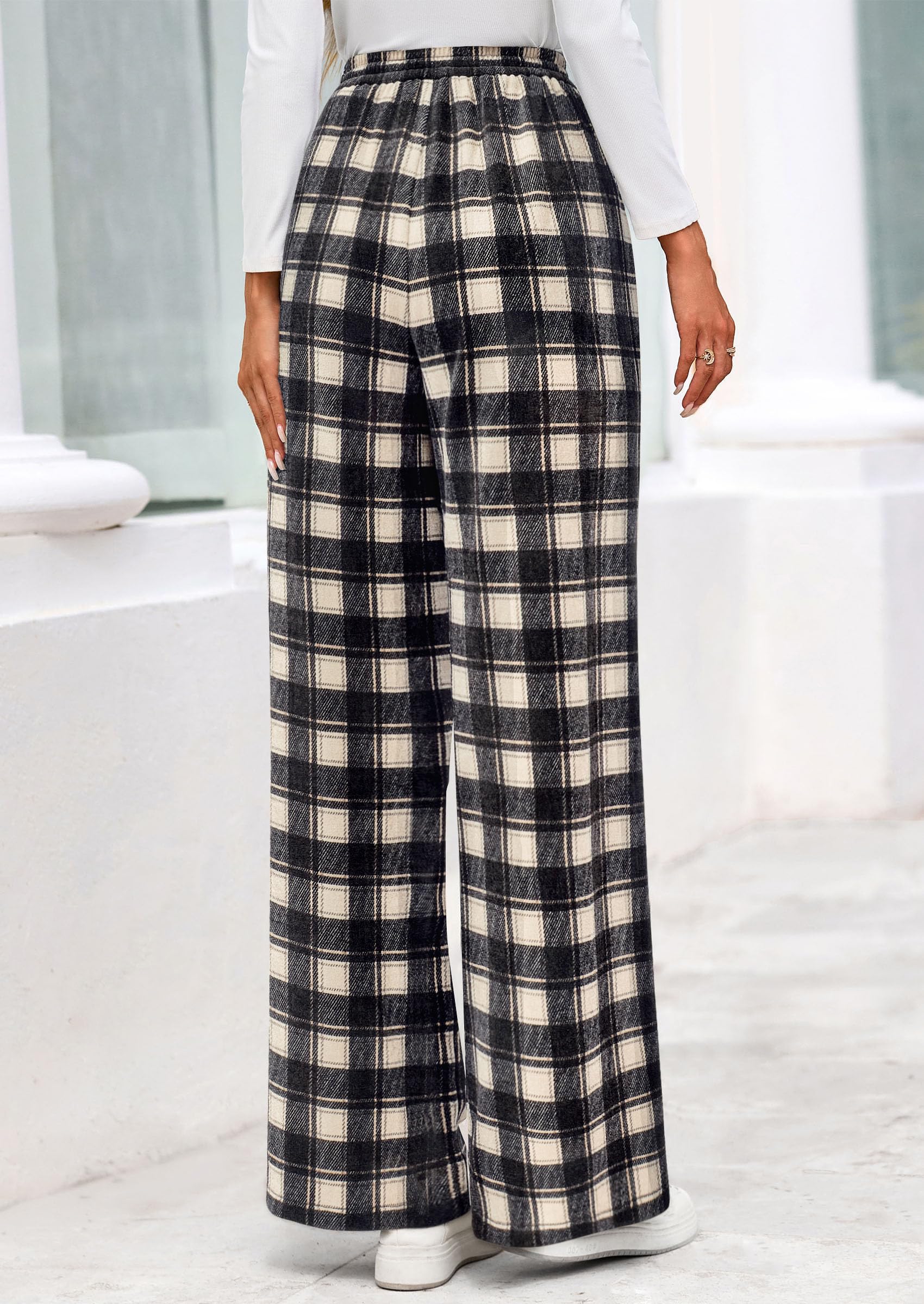 PRETTYGARDEN Casual Women's Pants Elastic Waist Palazzo Long Stretchy Wide Leg Trousers Knit Fall Outfits with Pockets - Image 45