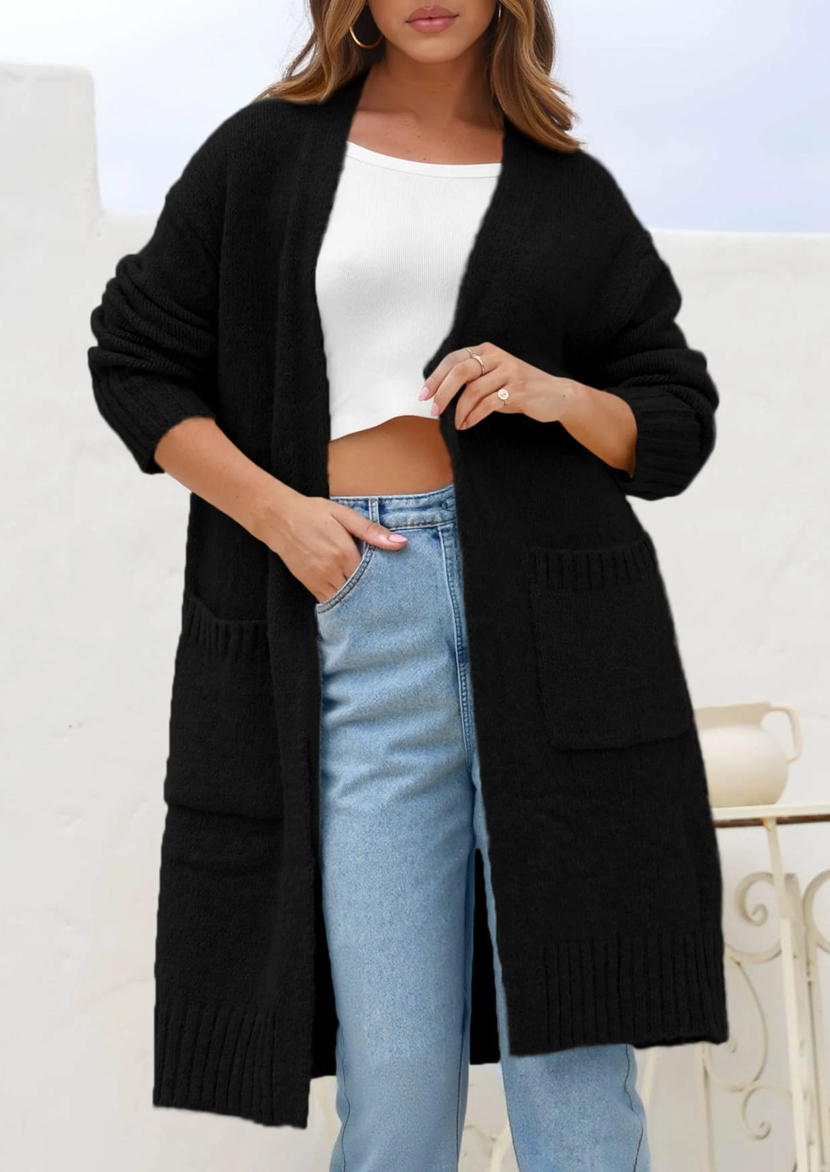 PRETTYGARDEN Fall Long Sleeve Cardigan Sweaters for Women Trendy Winter Open Front Loose Knitted Cardigans with Pockets - Image 25