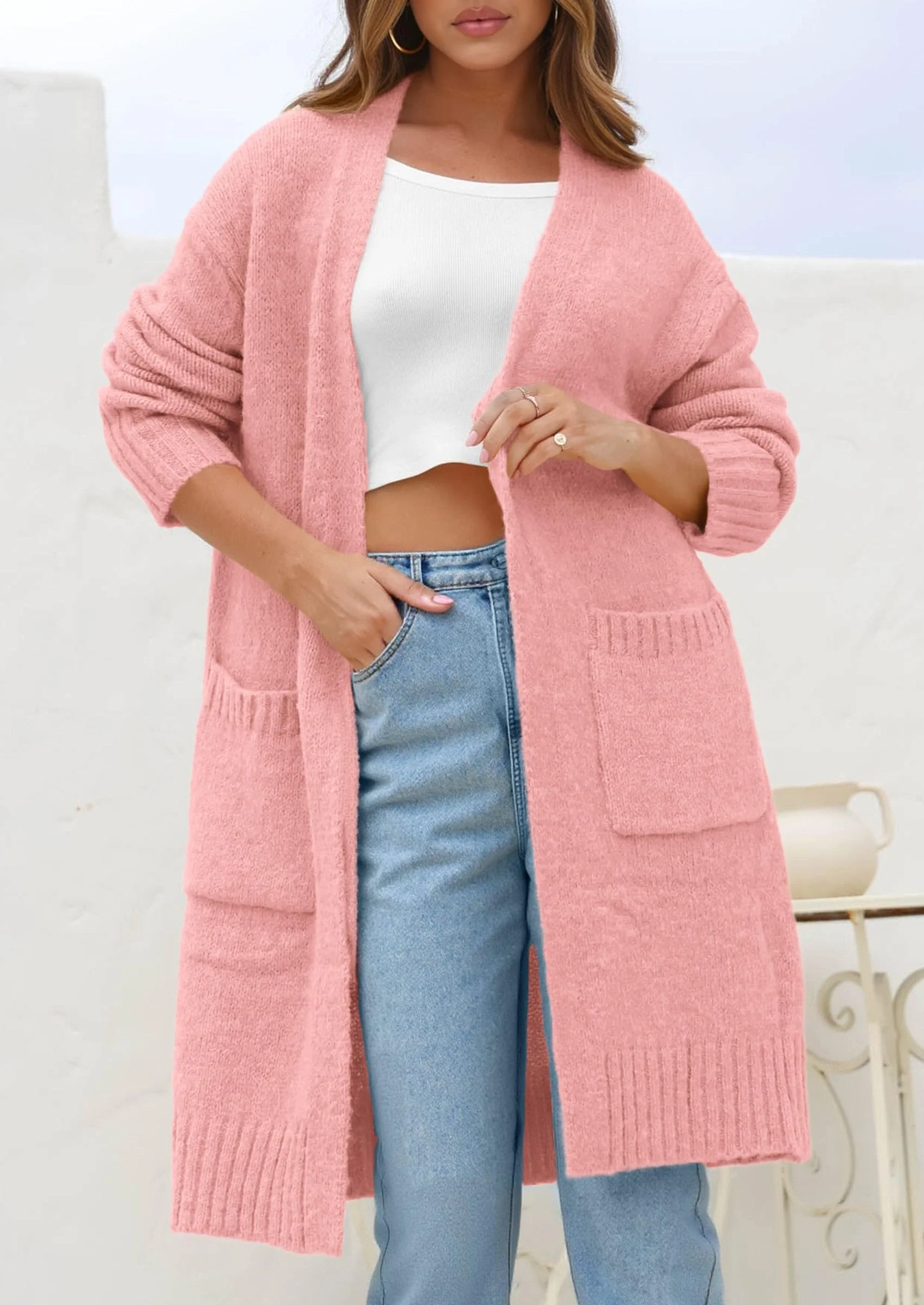 PRETTYGARDEN Fall Long Sleeve Cardigan Sweaters for Women Trendy Winter Open Front Loose Knitted Cardigans with Pockets - Image 3