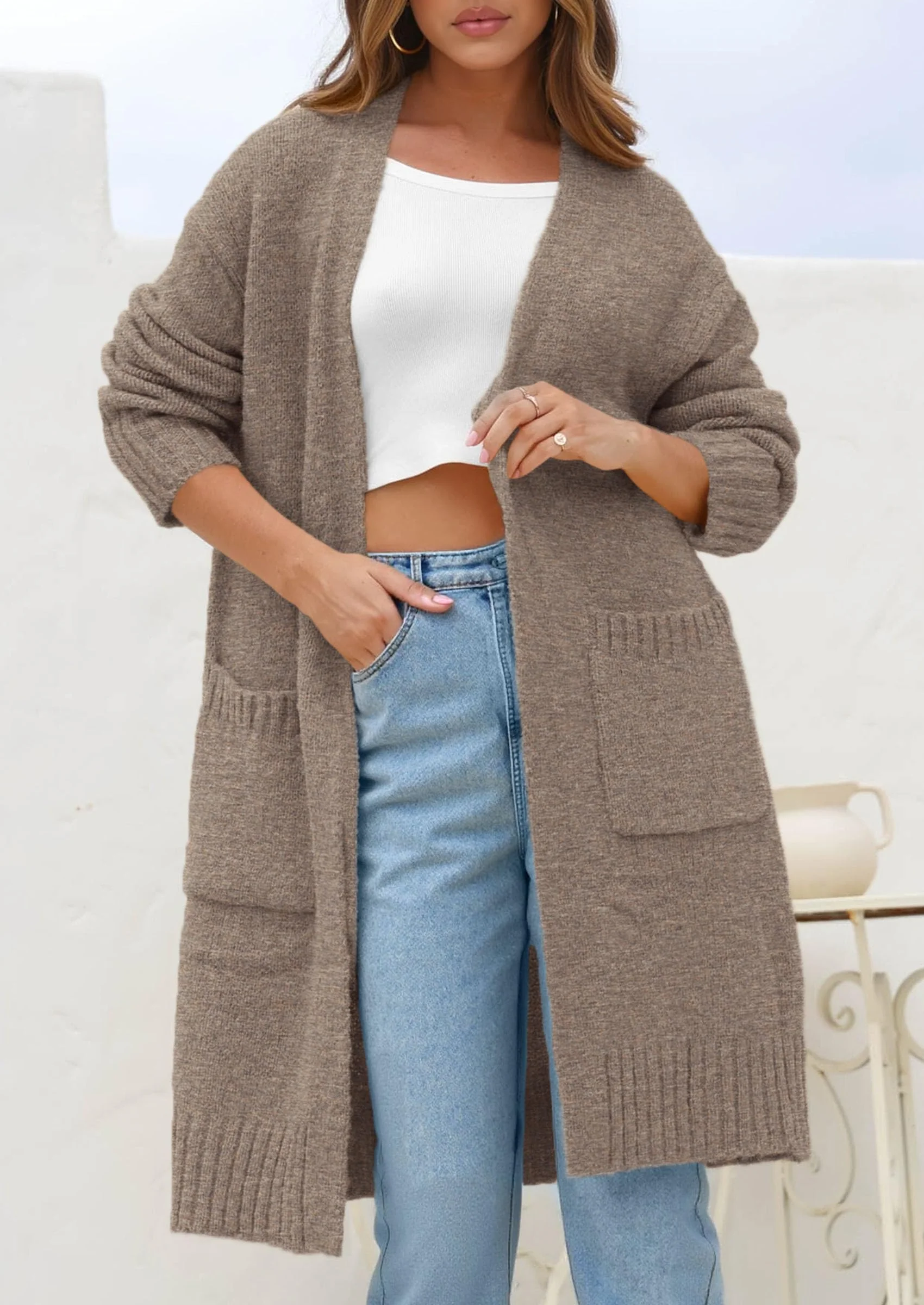 PRETTYGARDEN Fall Long Sleeve Cardigan Sweaters for Women Trendy Winter Open Front Loose Knitted Cardigans with Pockets - Image 32