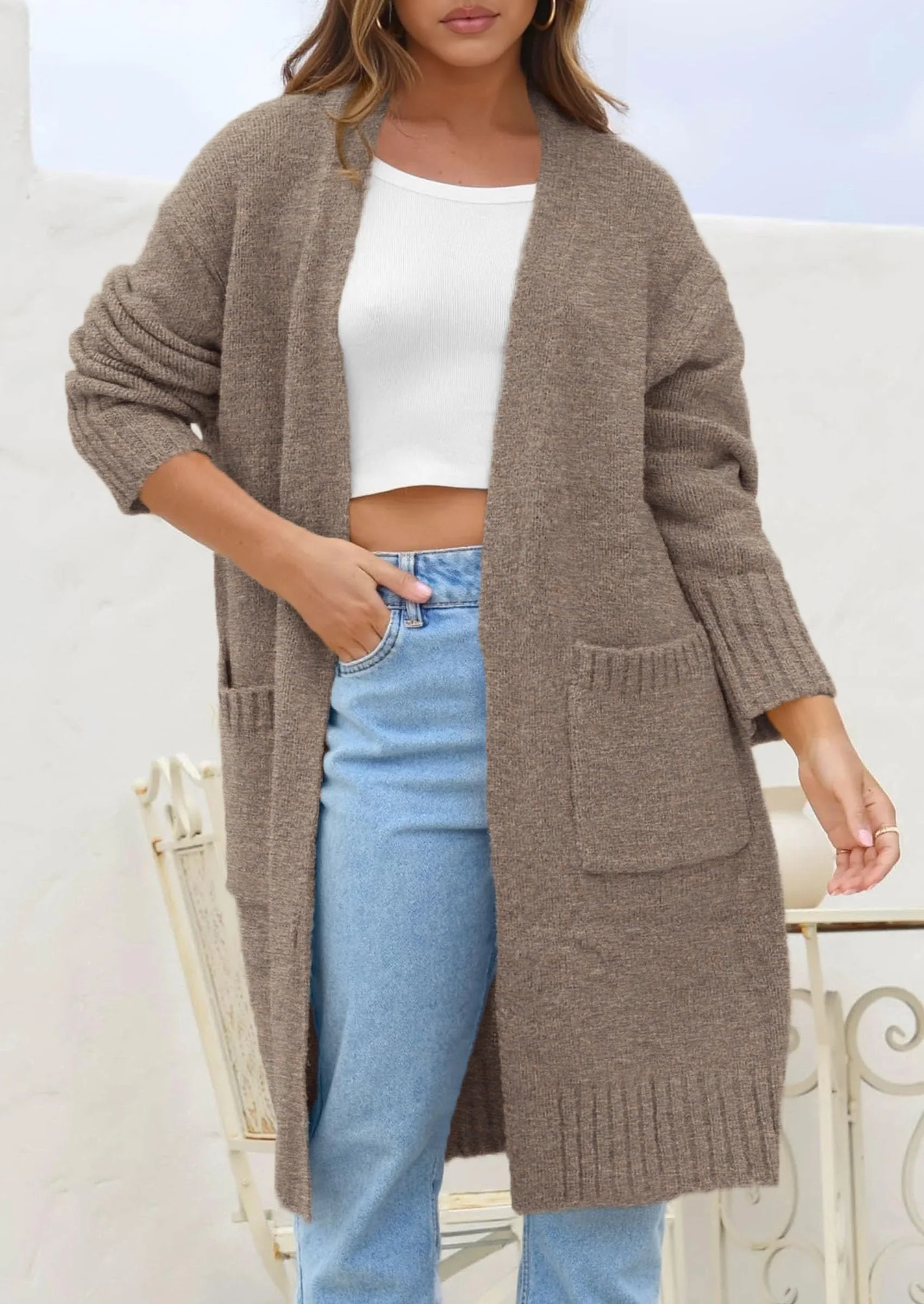 PRETTYGARDEN Fall Long Sleeve Cardigan Sweaters for Women Trendy Winter Open Front Loose Knitted Cardigans with Pockets - Image 36