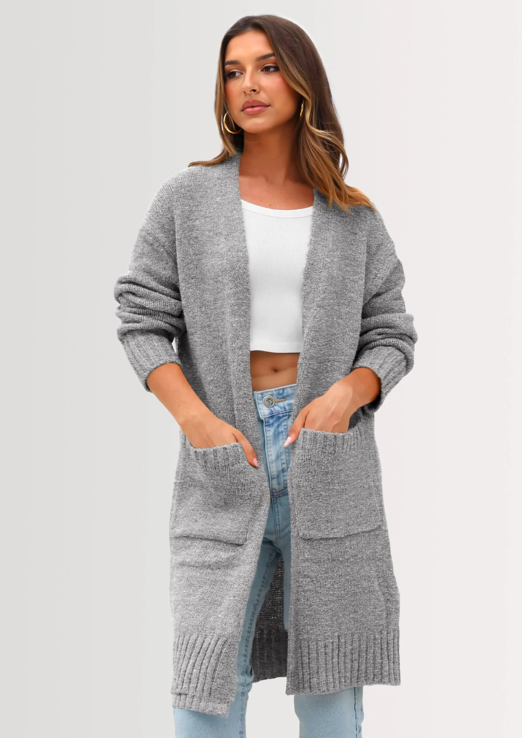 PRETTYGARDEN Fall Long Sleeve Cardigan Sweaters for Women Trendy Winter Open Front Loose Knitted Cardigans with Pockets - Image 37