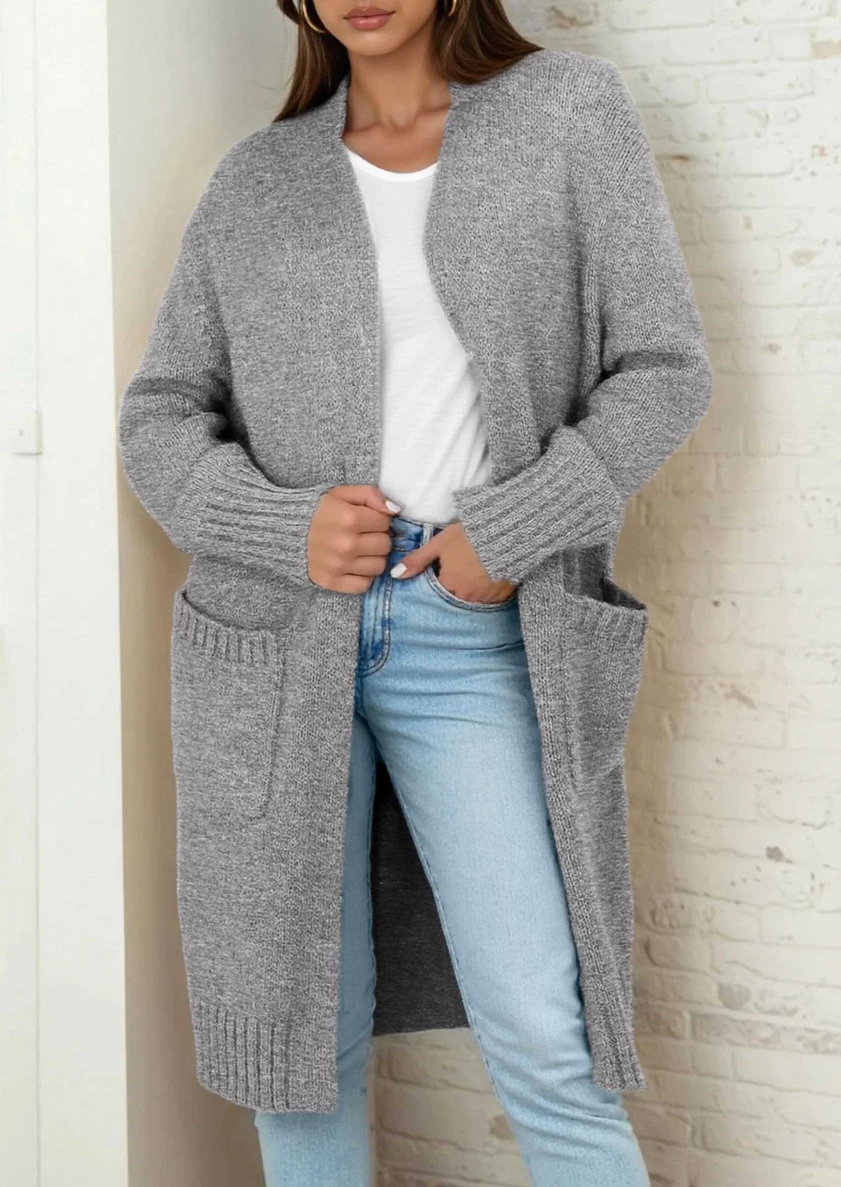 PRETTYGARDEN Fall Long Sleeve Cardigan Sweaters for Women Trendy Winter Open Front Loose Knitted Cardigans with Pockets - Image 40