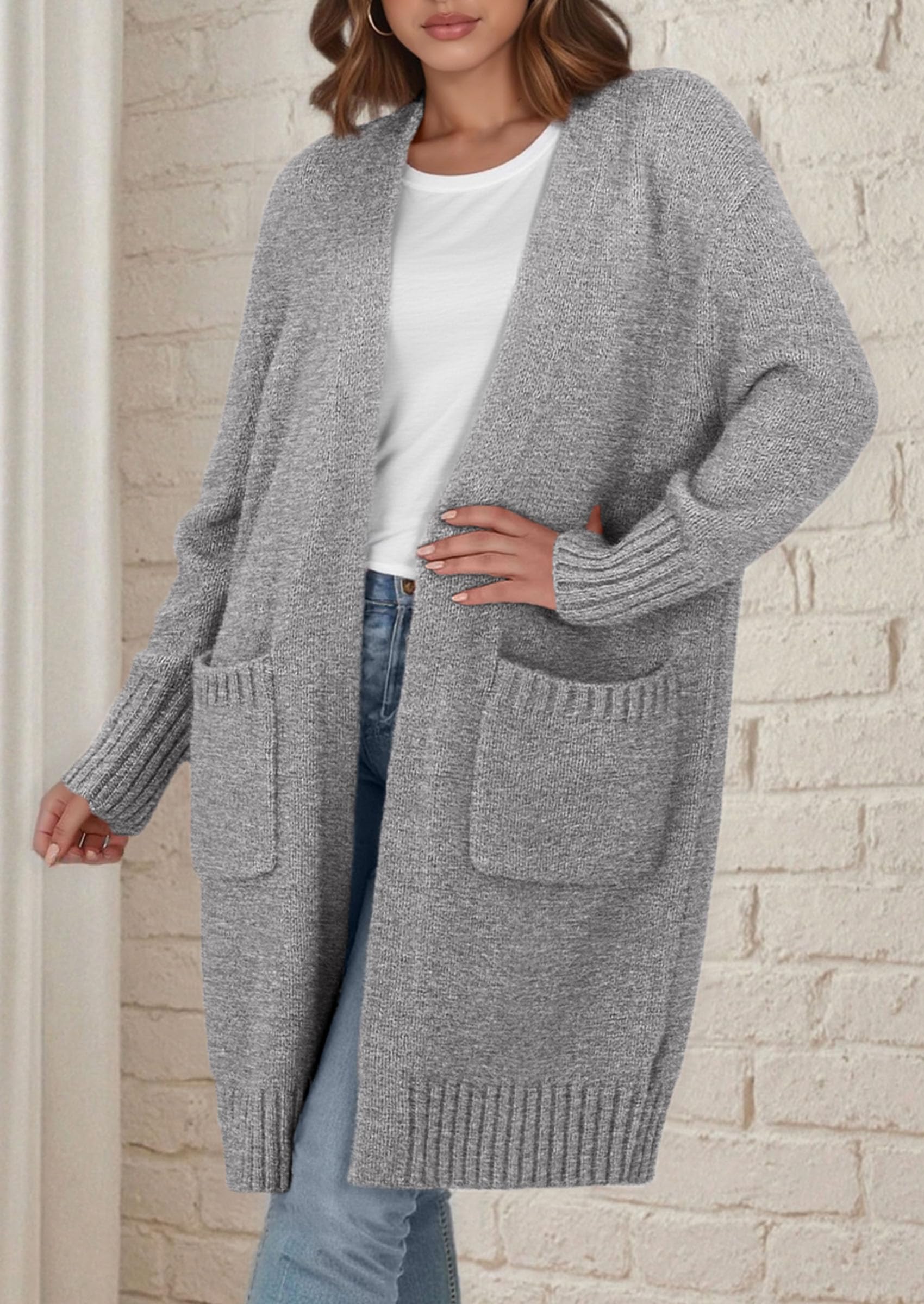 PRETTYGARDEN Fall Long Sleeve Cardigan Sweaters for Women Trendy Winter Open Front Loose Knitted Cardigans with Pockets - Image 41