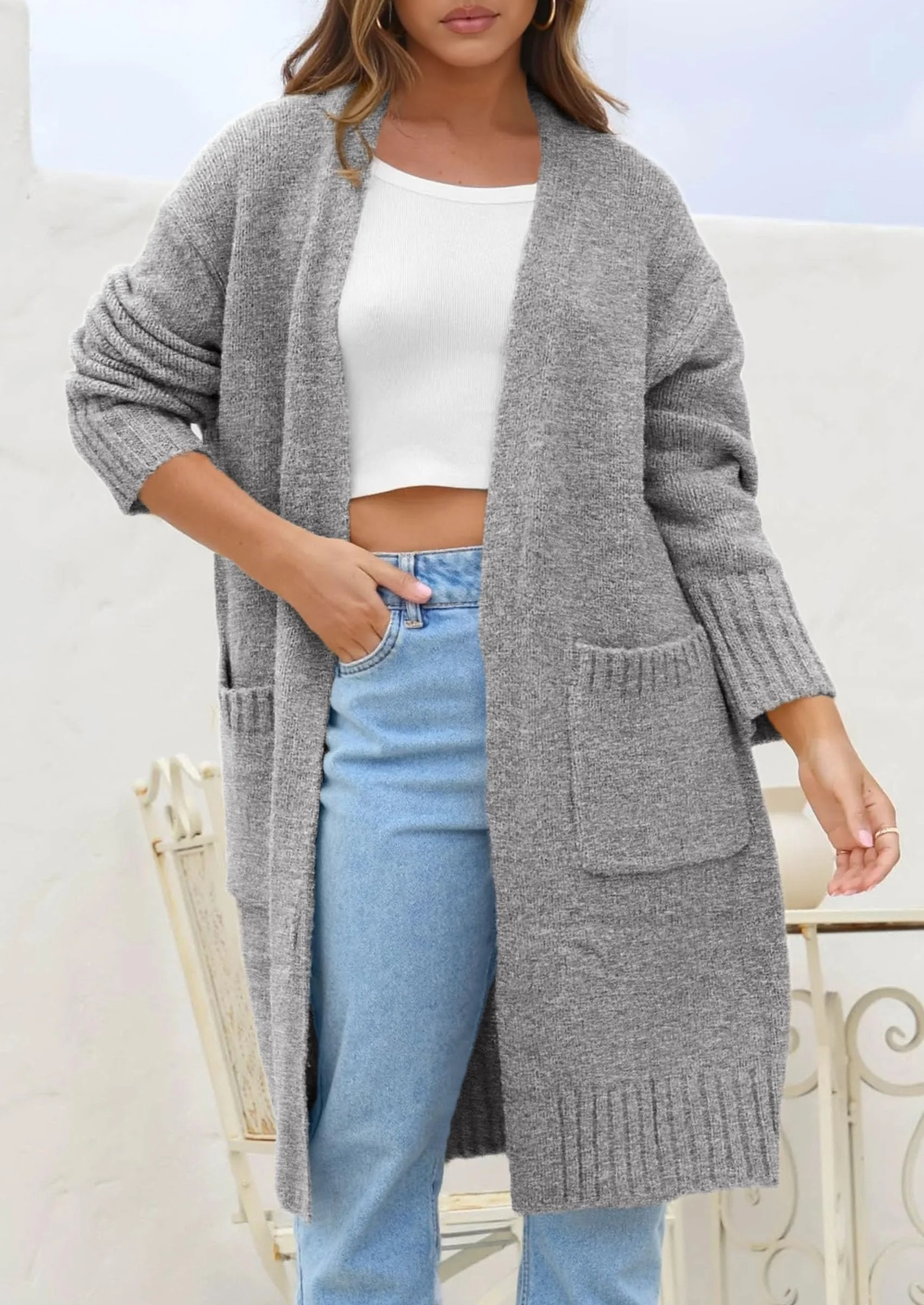 PRETTYGARDEN Fall Long Sleeve Cardigan Sweaters for Women Trendy Winter Open Front Loose Knitted Cardigans with Pockets - Image 42