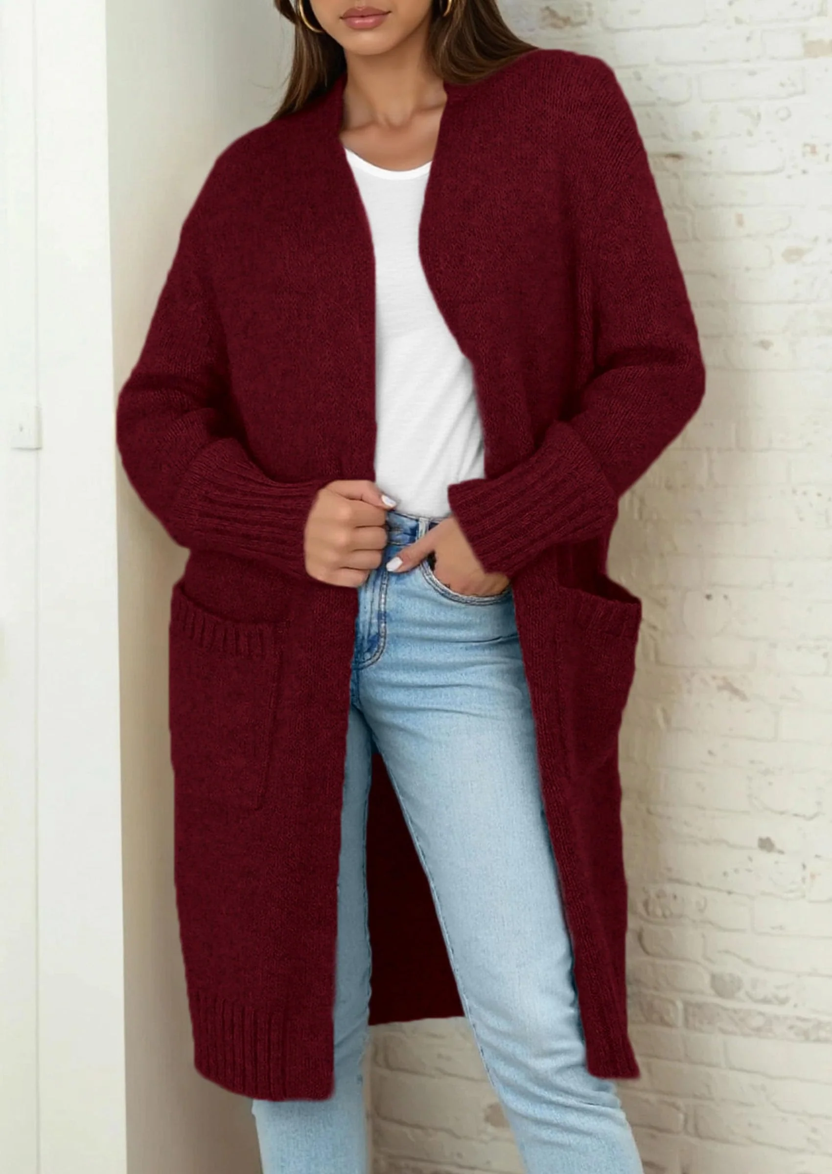 PRETTYGARDEN Fall Long Sleeve Cardigan Sweaters for Women Trendy Winter Open Front Loose Knitted Cardigans with Pockets - Image 55