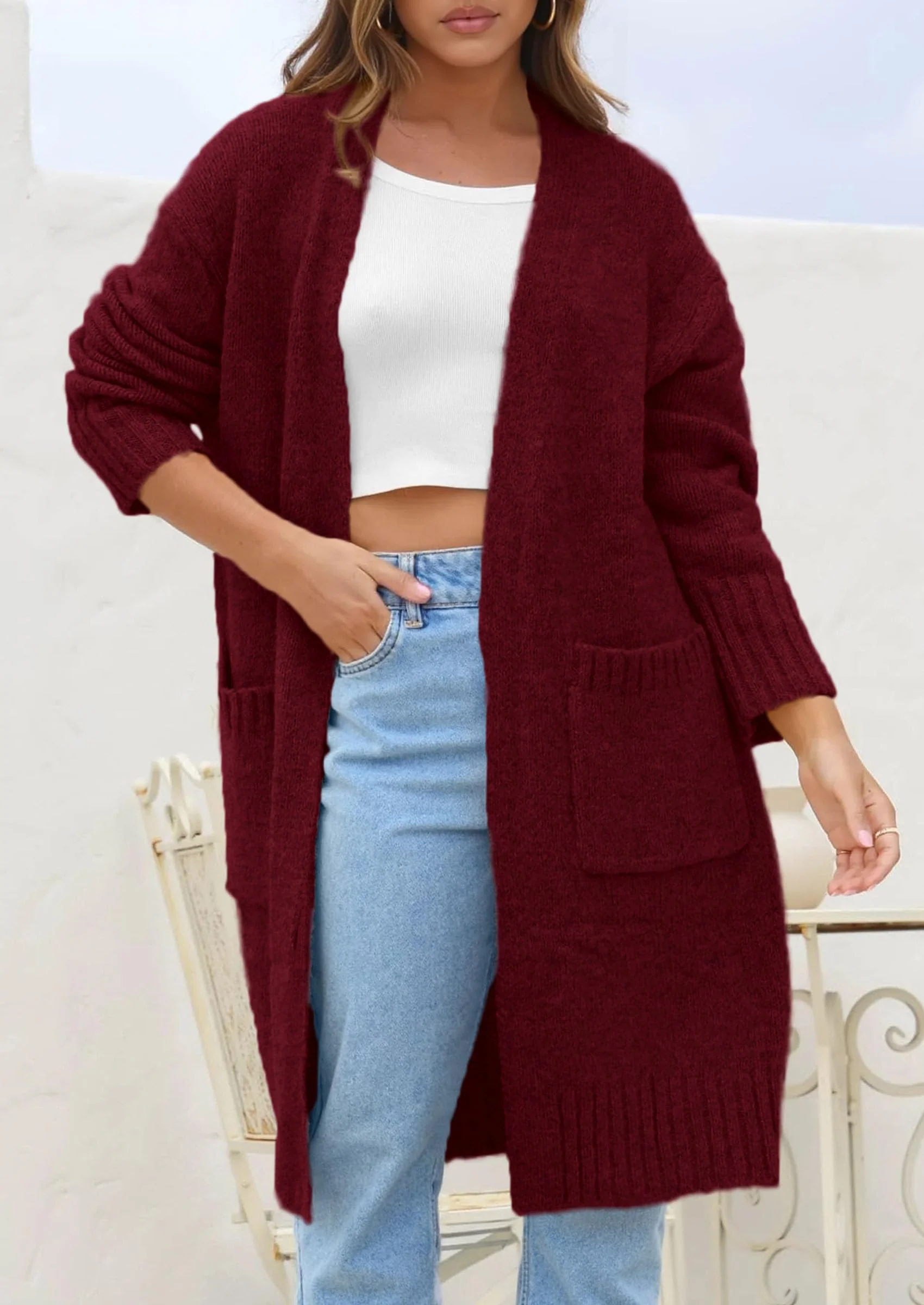 PRETTYGARDEN Fall Long Sleeve Cardigan Sweaters for Women Trendy Winter Open Front Loose Knitted Cardigans with Pockets - Image 57