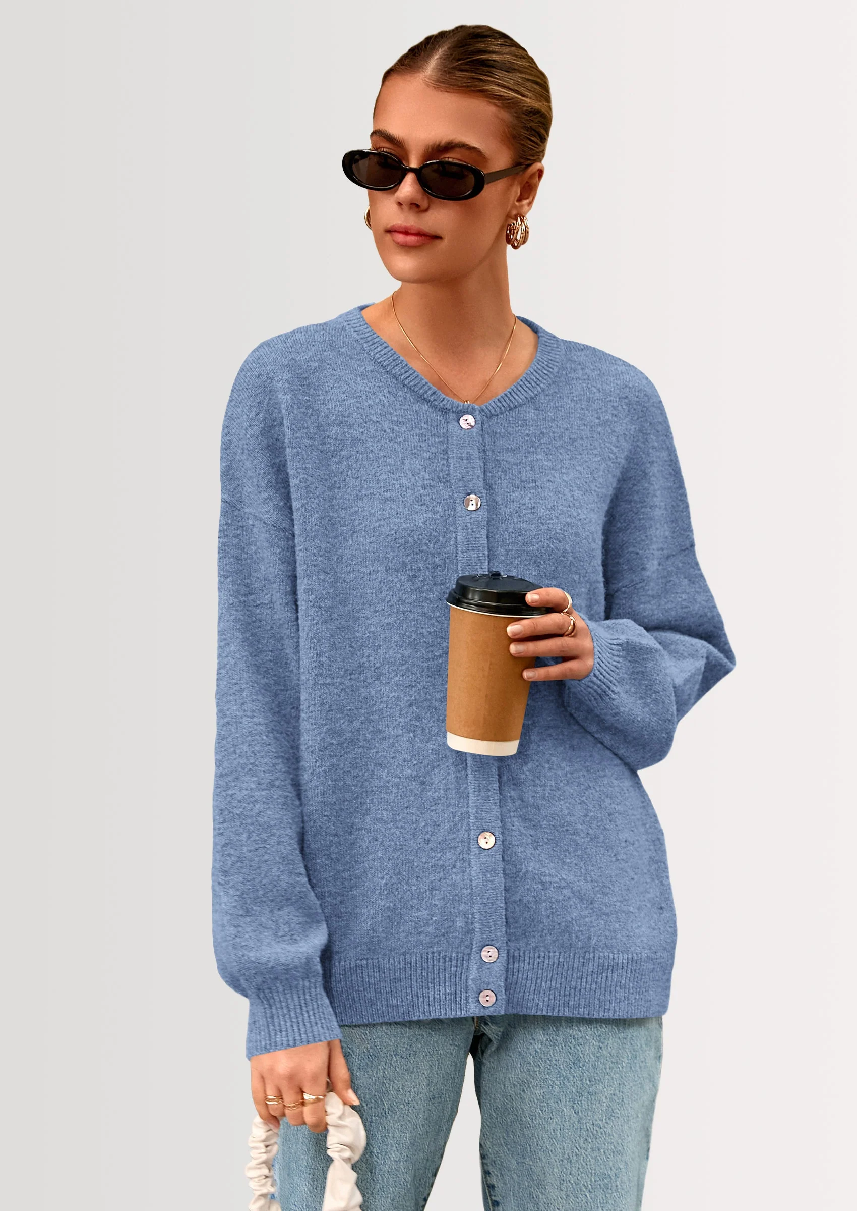 PRETTYGARDEN Fall Long Sleeve Cardigans for Women Trendy Open Front Winter Button Down Crewneck Soft Knit Sweater Jacket - Image 11