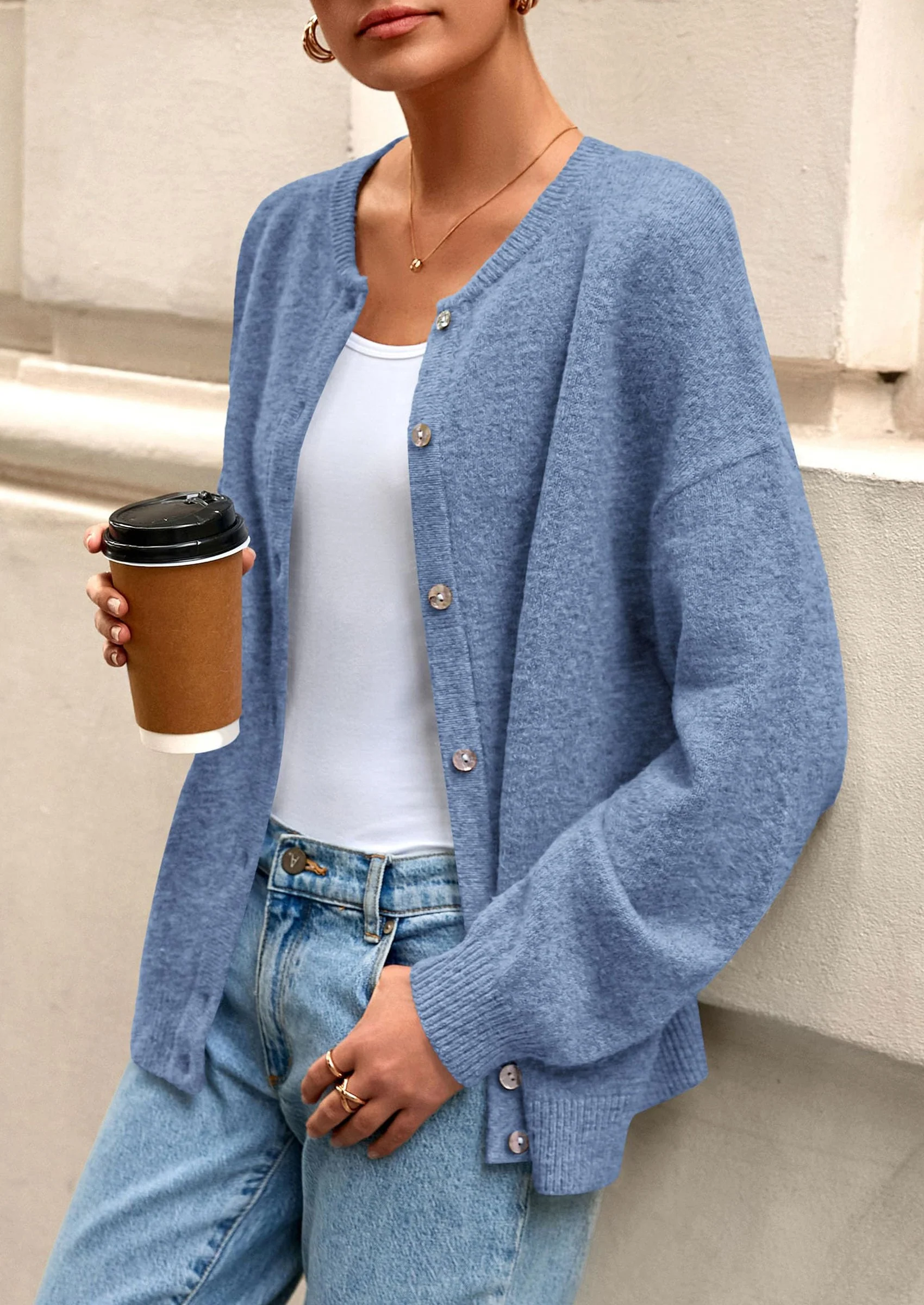 PRETTYGARDEN Fall Long Sleeve Cardigans for Women Trendy Open Front Winter Button Down Crewneck Soft Knit Sweater Jacket - Image 14