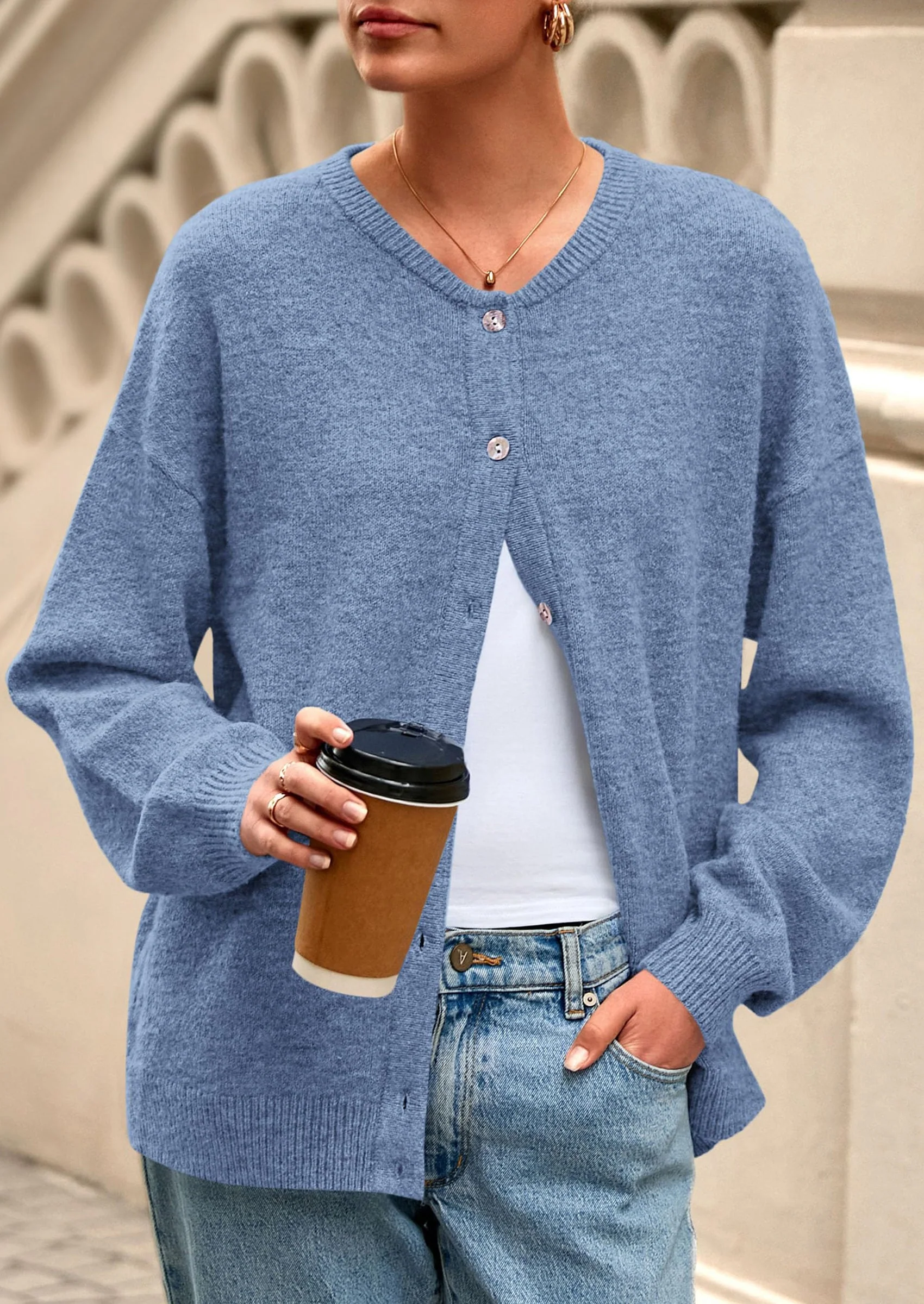 PRETTYGARDEN Fall Long Sleeve Cardigans for Women Trendy Open Front Winter Button Down Crewneck Soft Knit Sweater Jacket - Image 15