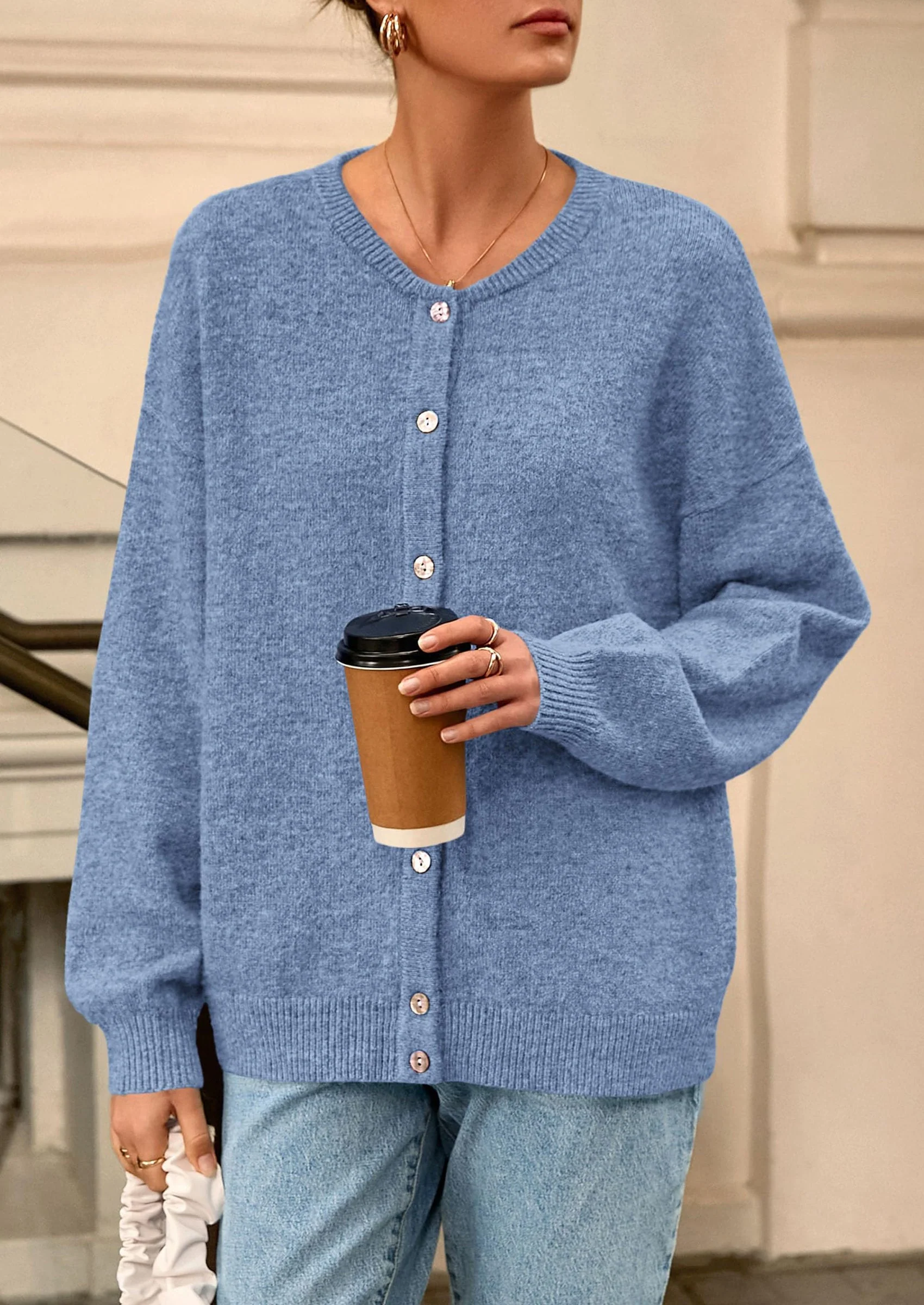 PRETTYGARDEN Fall Long Sleeve Cardigans for Women Trendy Open Front Winter Button Down Crewneck Soft Knit Sweater Jacket - Image 16