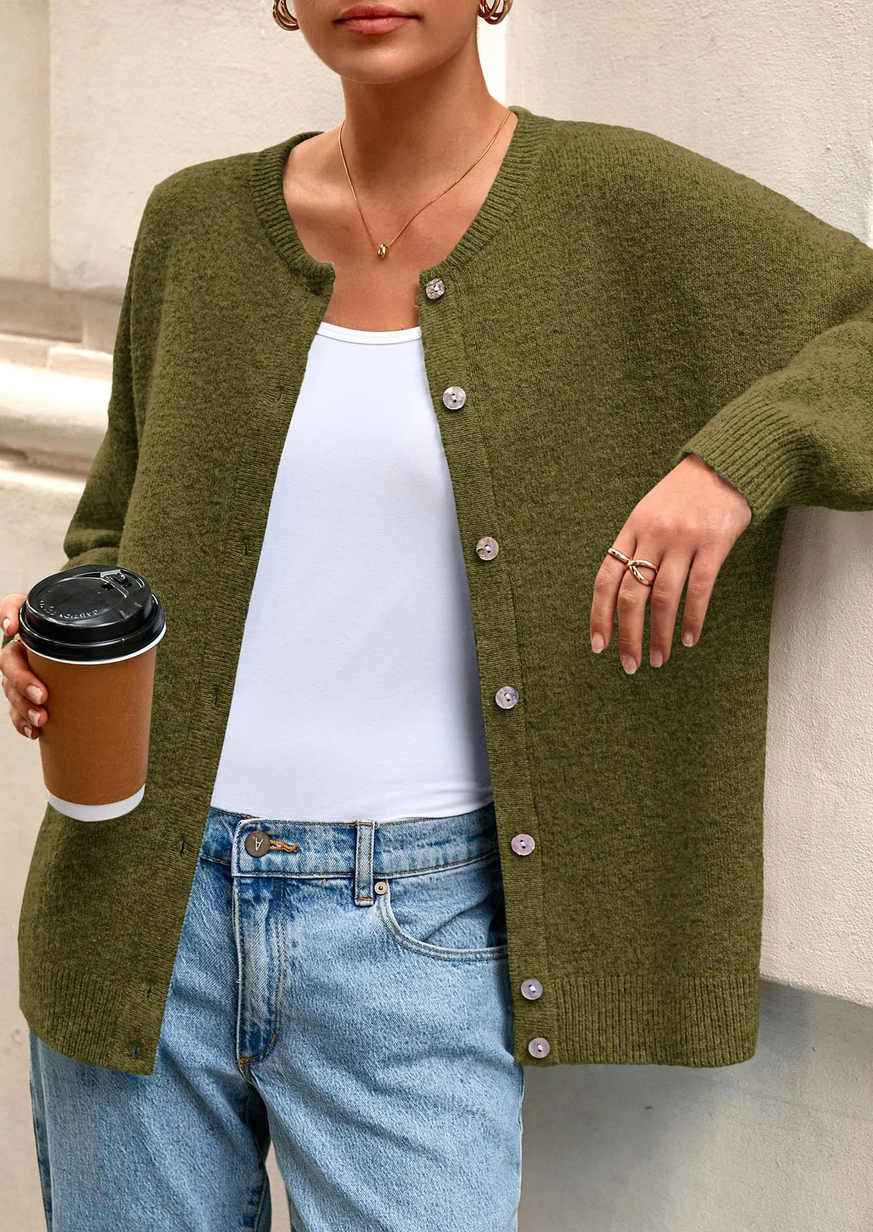 PRETTYGARDEN Fall Long Sleeve Cardigans for Women Trendy Open Front Winter Button Down Crewneck Soft Knit Sweater Jacket - Image 21