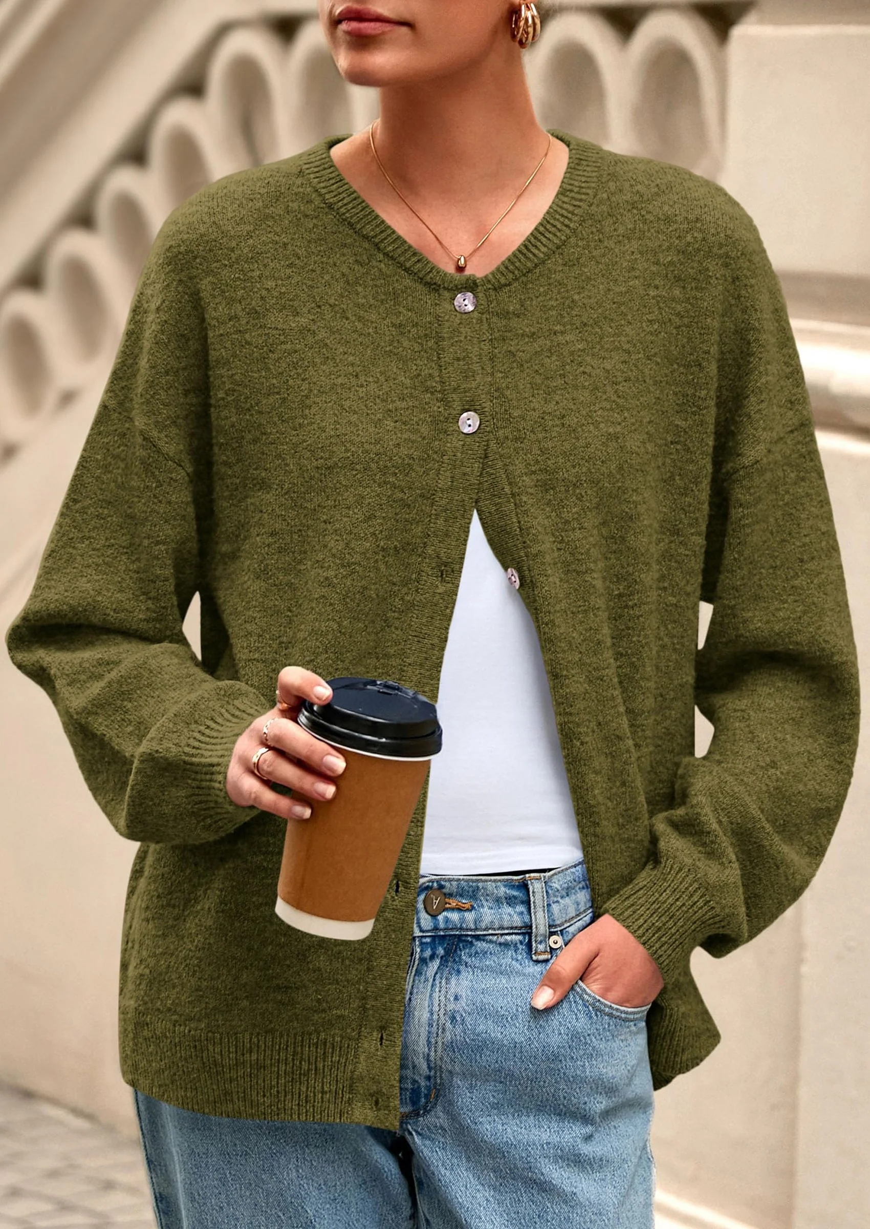 PRETTYGARDEN Fall Long Sleeve Cardigans for Women Trendy Open Front Winter Button Down Crewneck Soft Knit Sweater Jacket - Image 23