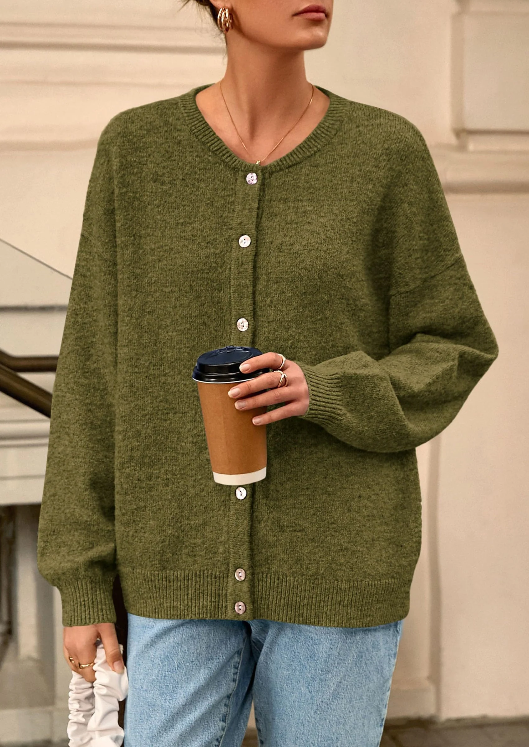 PRETTYGARDEN Fall Long Sleeve Cardigans for Women Trendy Open Front Winter Button Down Crewneck Soft Knit Sweater Jacket - Image 24