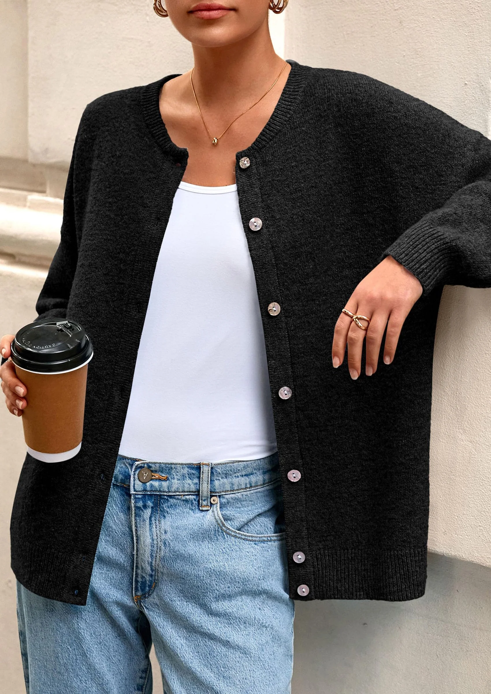 PRETTYGARDEN Fall Long Sleeve Cardigans for Women Trendy Open Front Winter Button Down Crewneck Soft Knit Sweater Jacket - Image 29