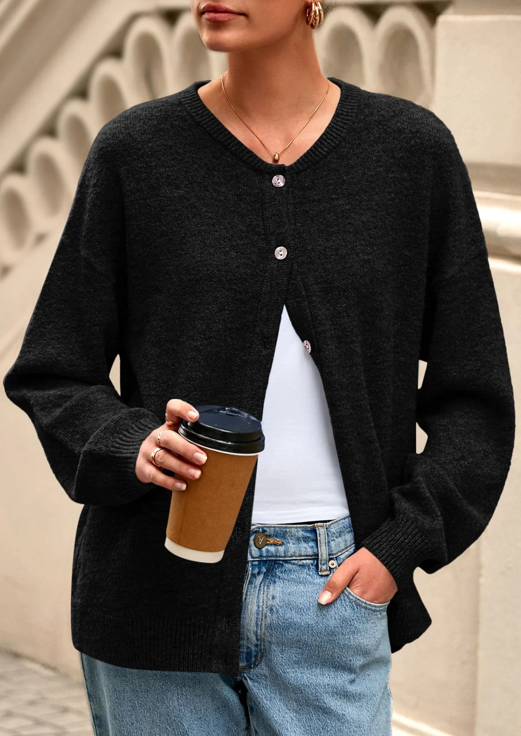 PRETTYGARDEN Fall Long Sleeve Cardigans for Women Trendy Open Front Winter Button Down Crewneck Soft Knit Sweater Jacket - Image 31