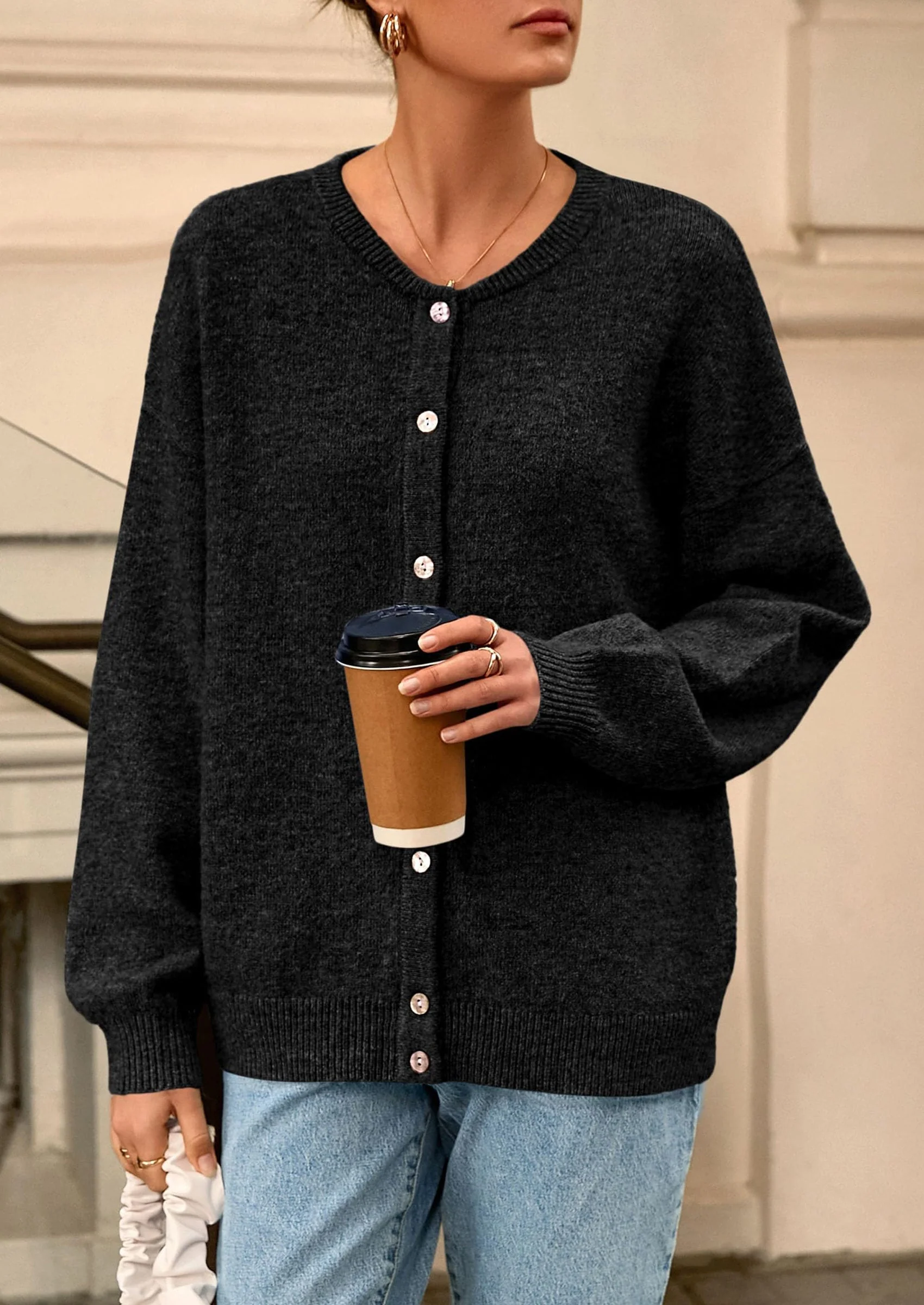 PRETTYGARDEN Fall Long Sleeve Cardigans for Women Trendy Open Front Winter Button Down Crewneck Soft Knit Sweater Jacket - Image 32