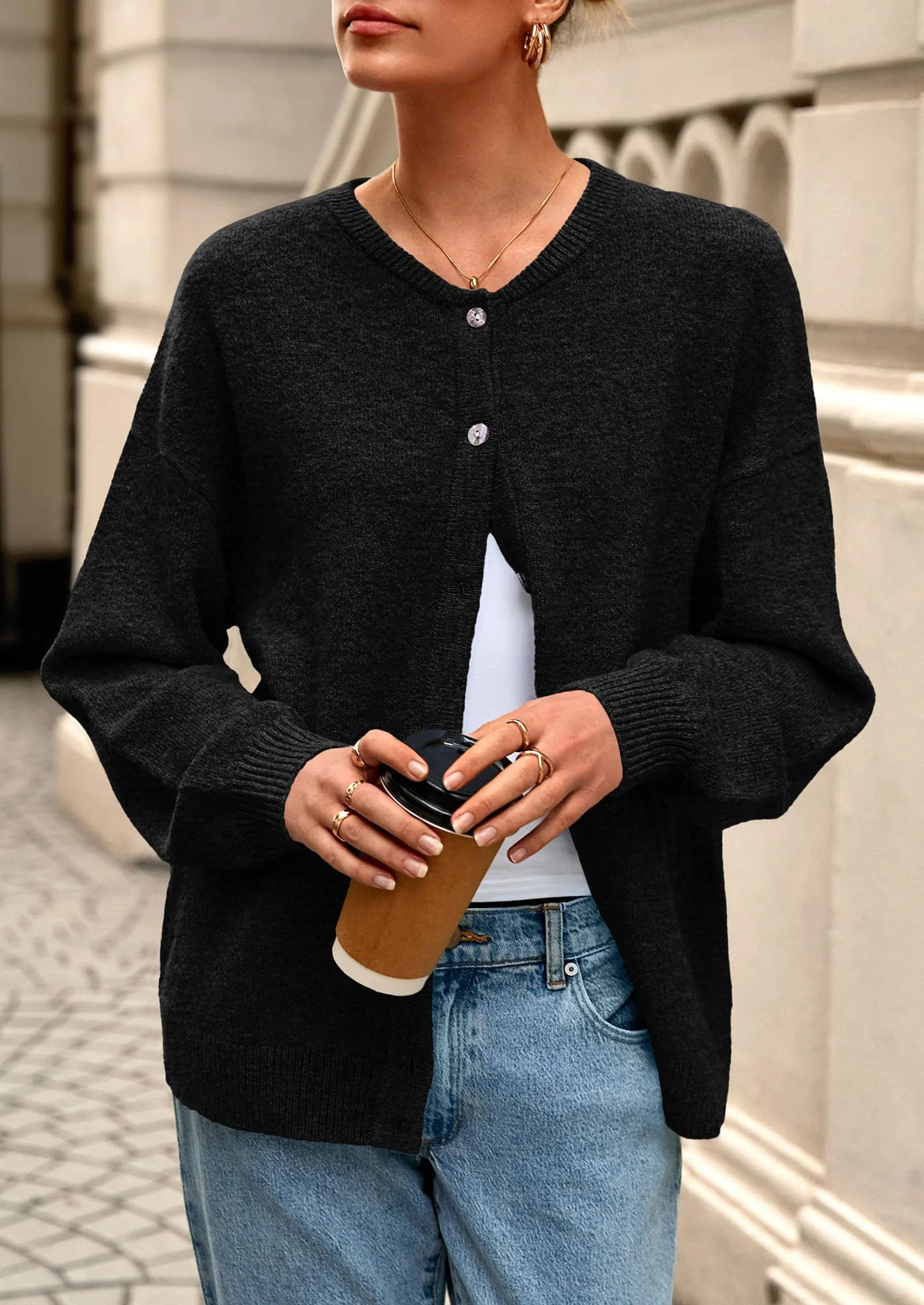 PRETTYGARDEN Fall Long Sleeve Cardigans for Women Trendy Open Front Winter Button Down Crewneck Soft Knit Sweater Jacket - Image 34