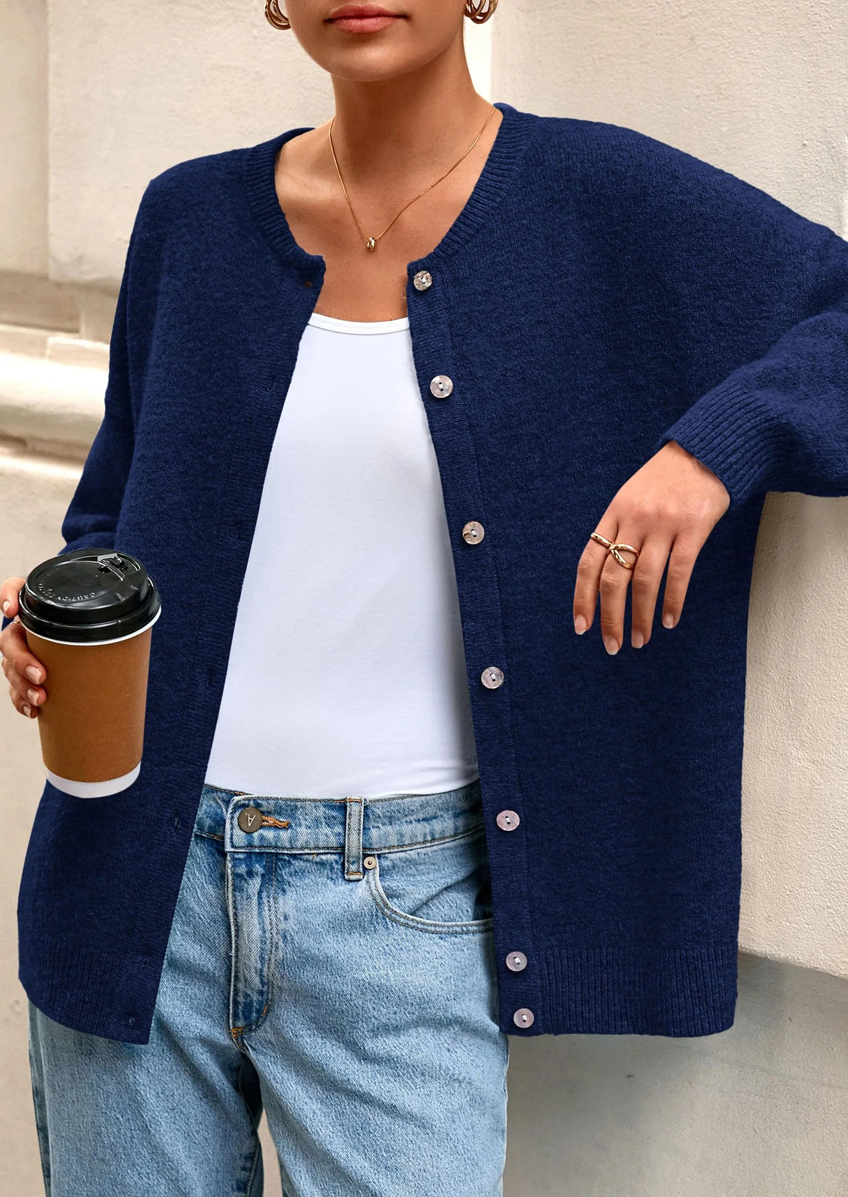 PRETTYGARDEN Fall Long Sleeve Cardigans for Women Trendy Open Front Winter Button Down Crewneck Soft Knit Sweater Jacket - Image 37