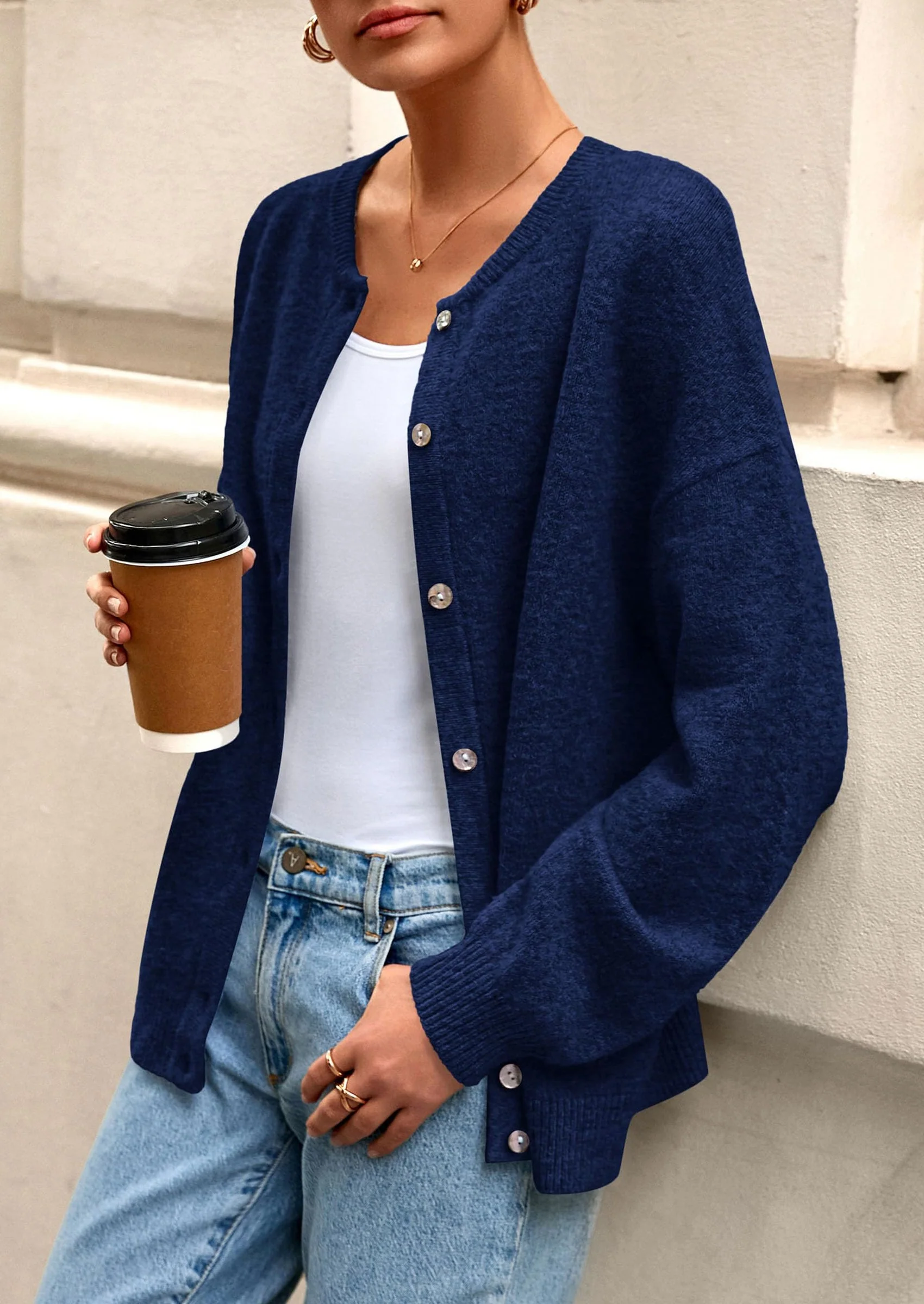 PRETTYGARDEN Fall Long Sleeve Cardigans for Women Trendy Open Front Winter Button Down Crewneck Soft Knit Sweater Jacket - Image 38