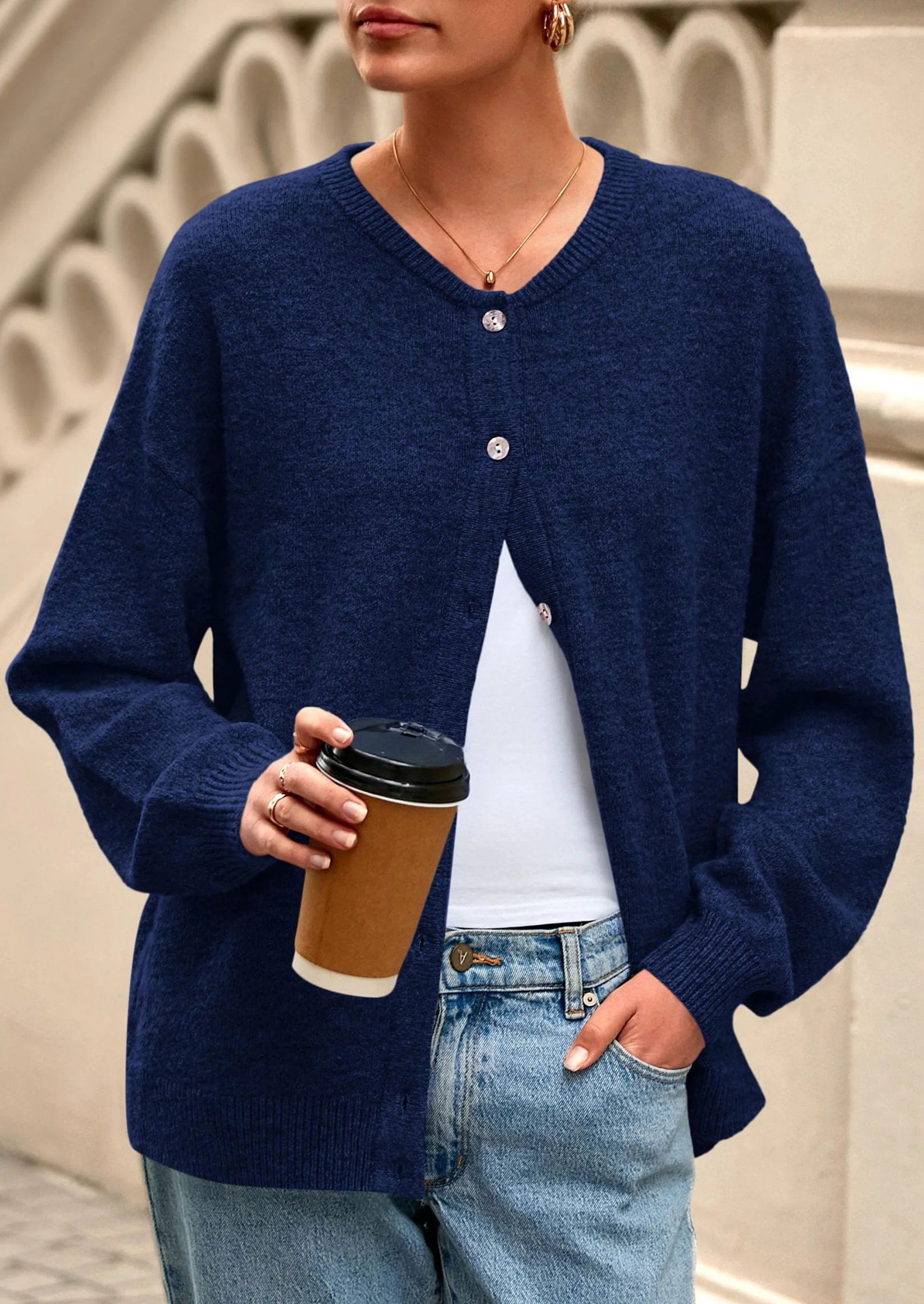 PRETTYGARDEN Fall Long Sleeve Cardigans for Women Trendy Open Front Winter Button Down Crewneck Soft Knit Sweater Jacket - Image 39