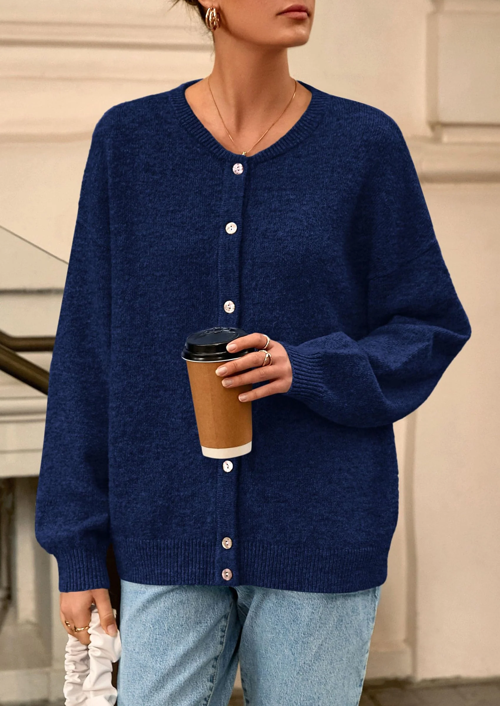 PRETTYGARDEN Fall Long Sleeve Cardigans for Women Trendy Open Front Winter Button Down Crewneck Soft Knit Sweater Jacket - Image 40