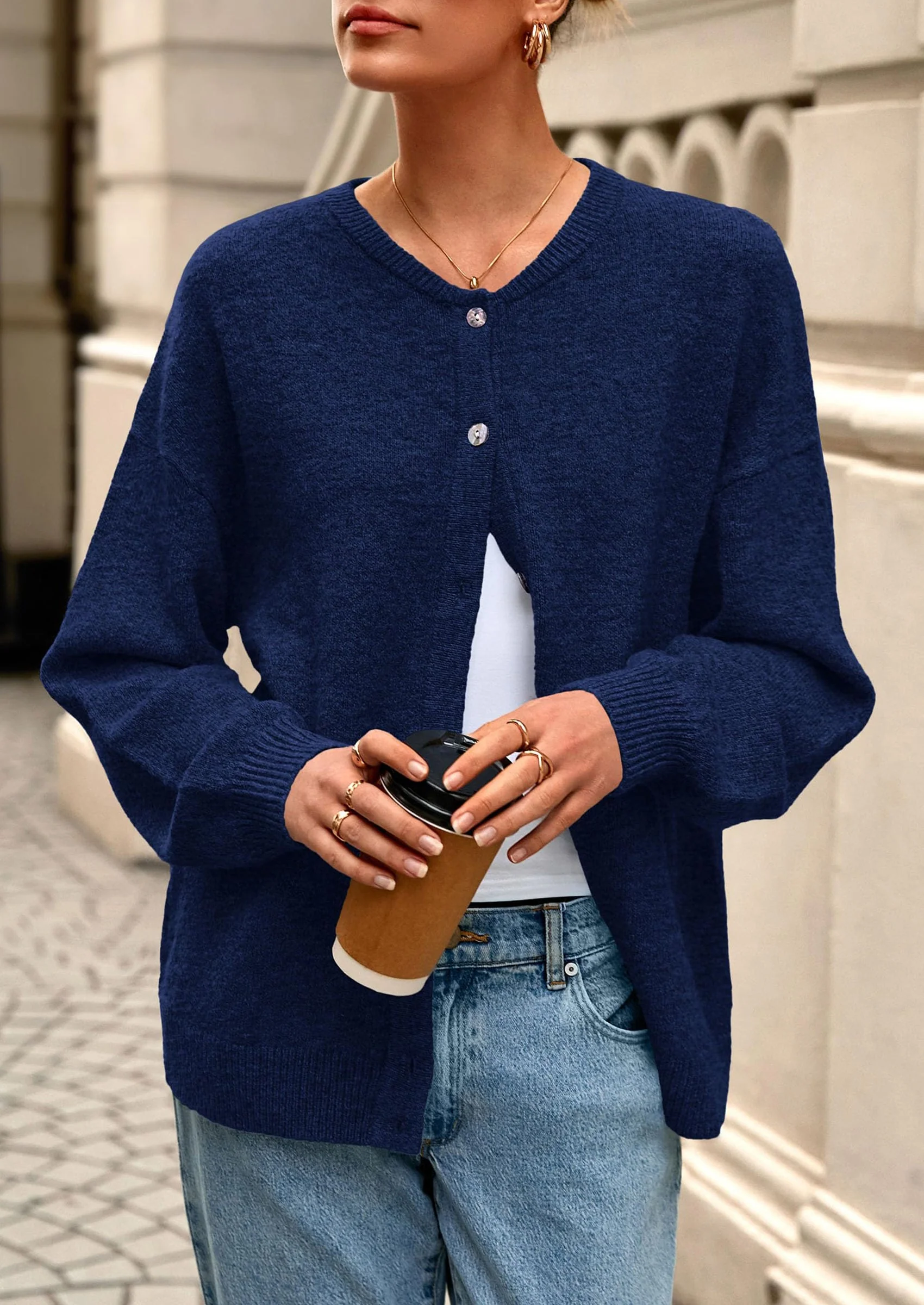 PRETTYGARDEN Fall Long Sleeve Cardigans for Women Trendy Open Front Winter Button Down Crewneck Soft Knit Sweater Jacket - Image 42