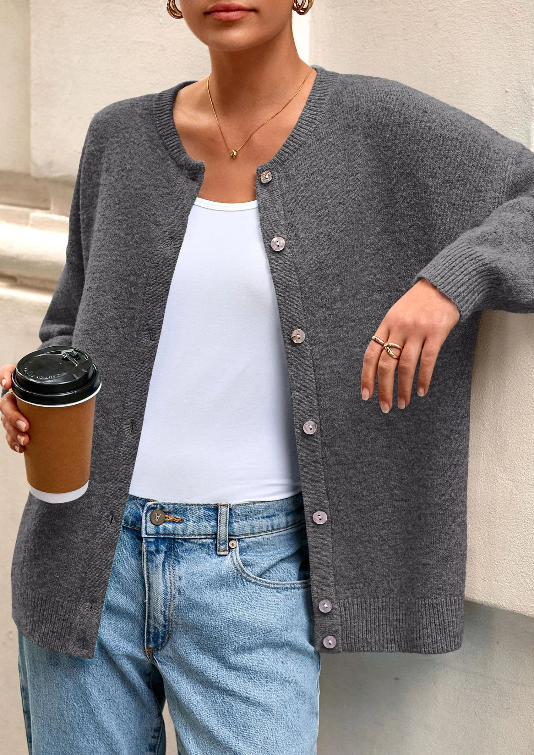 PRETTYGARDEN Fall Long Sleeve Cardigans for Women Trendy Open Front Winter Button Down Crewneck Soft Knit Sweater Jacket - Image 45