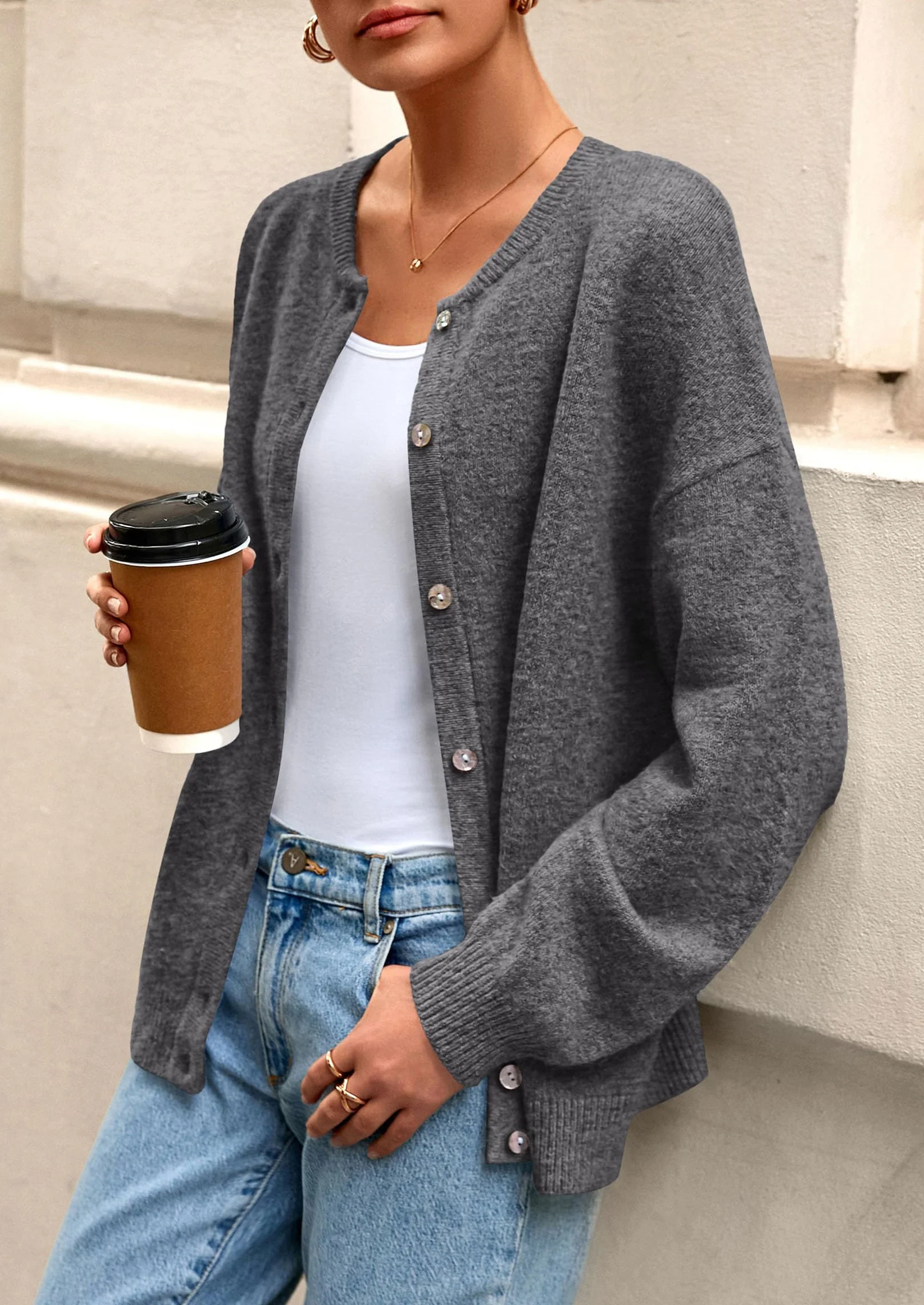 PRETTYGARDEN Fall Long Sleeve Cardigans for Women Trendy Open Front Winter Button Down Crewneck Soft Knit Sweater Jacket - Image 46