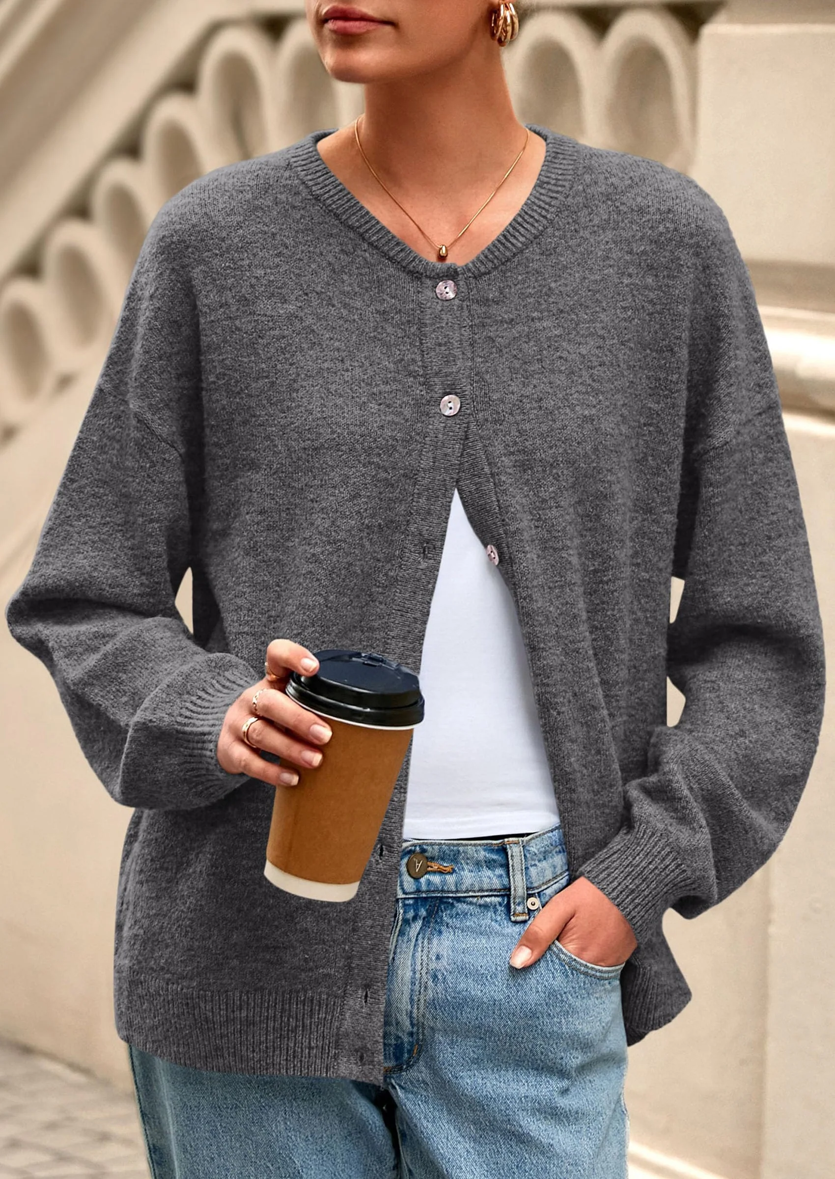 PRETTYGARDEN Fall Long Sleeve Cardigans for Women Trendy Open Front Winter Button Down Crewneck Soft Knit Sweater Jacket - Image 47