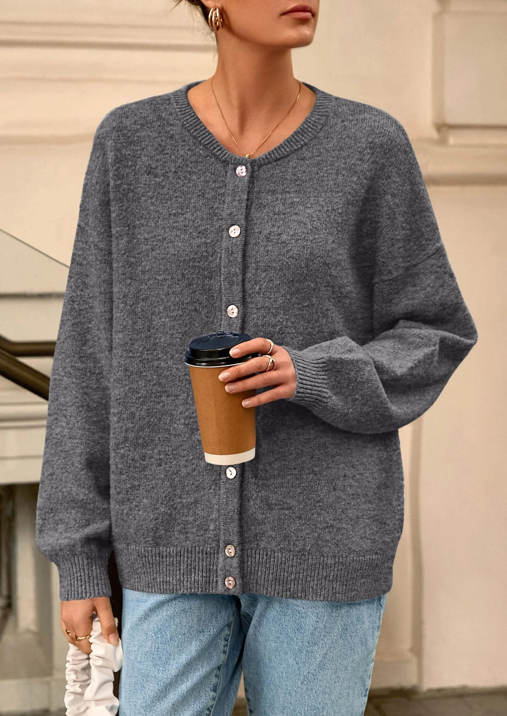 PRETTYGARDEN Fall Long Sleeve Cardigans for Women Trendy Open Front Winter Button Down Crewneck Soft Knit Sweater Jacket - Image 48