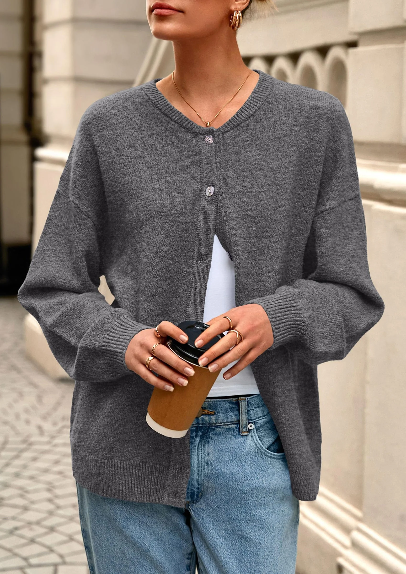 PRETTYGARDEN Fall Long Sleeve Cardigans for Women Trendy Open Front Winter Button Down Crewneck Soft Knit Sweater Jacket - Image 50