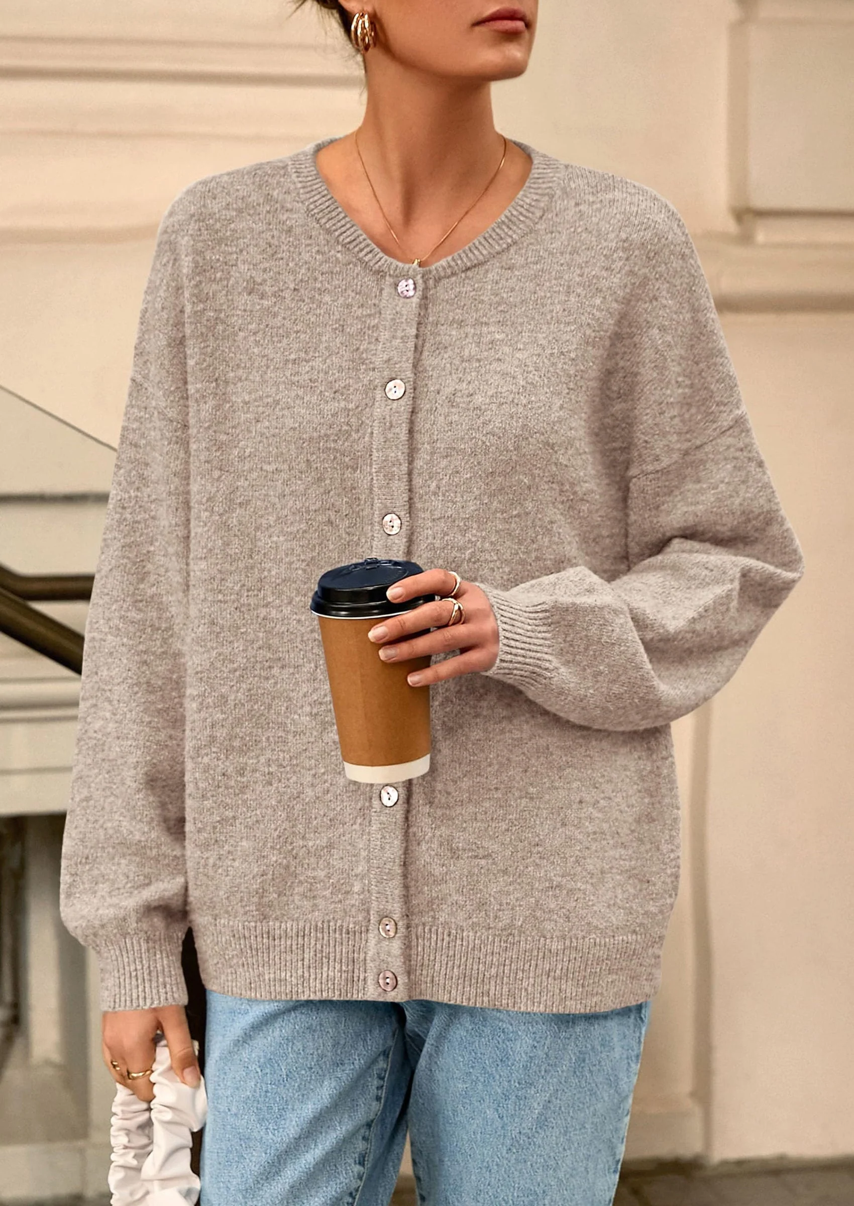 PRETTYGARDEN Fall Long Sleeve Cardigans for Women Trendy Open Front Winter Button Down Crewneck Soft Knit Sweater Jacket - Image 55