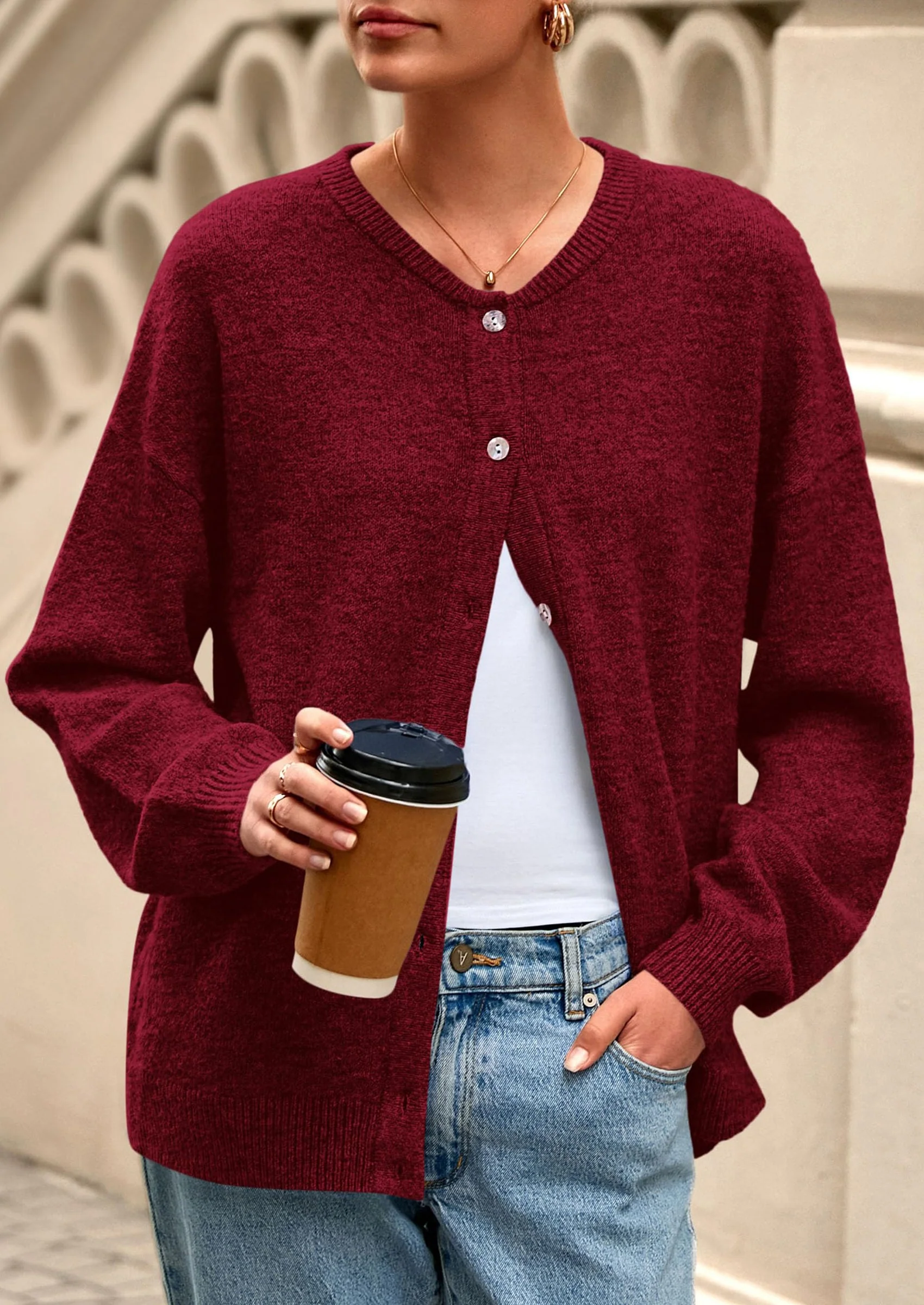 PRETTYGARDEN Fall Long Sleeve Cardigans for Women Trendy Open Front Winter Button Down Crewneck Soft Knit Sweater Jacket - Image 7