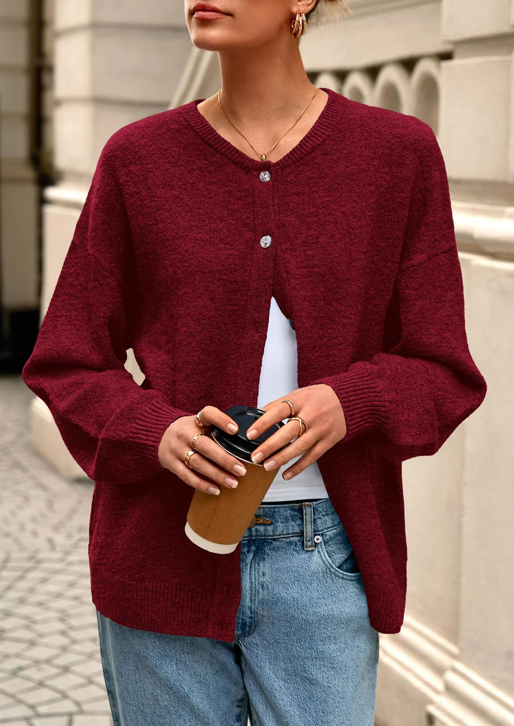 PRETTYGARDEN Fall Long Sleeve Cardigans for Women Trendy Open Front Winter Button Down Crewneck Soft Knit Sweater Jacket - Image 8