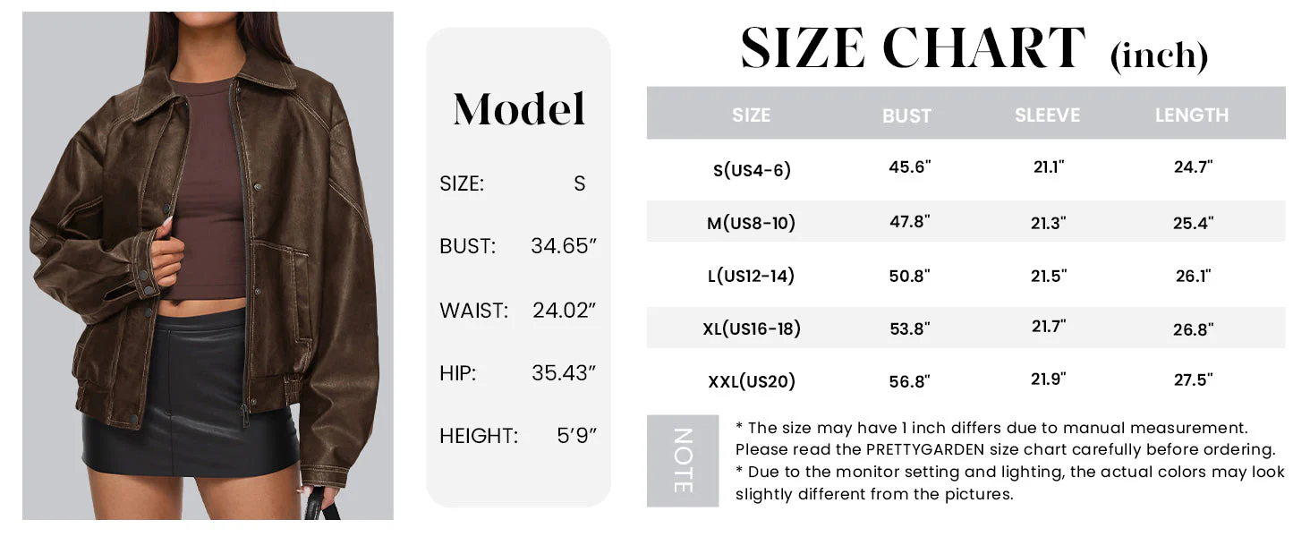 PRETTYGARDEN Faux Leather Jacket Women Bomber Motorcycle Zip Up Jackets Oversized Fall Fashion Outfits Winter Coats - Image 7