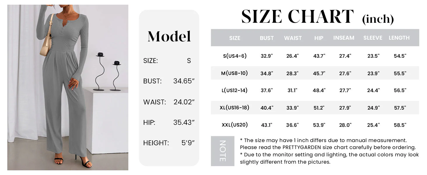 PRETTYGARDEN Jumpsuits for Women Dressy Casual Fall One Piece Outfits Long Sleeve Crew Neck Wide Leg Pants Rompers - Image 9